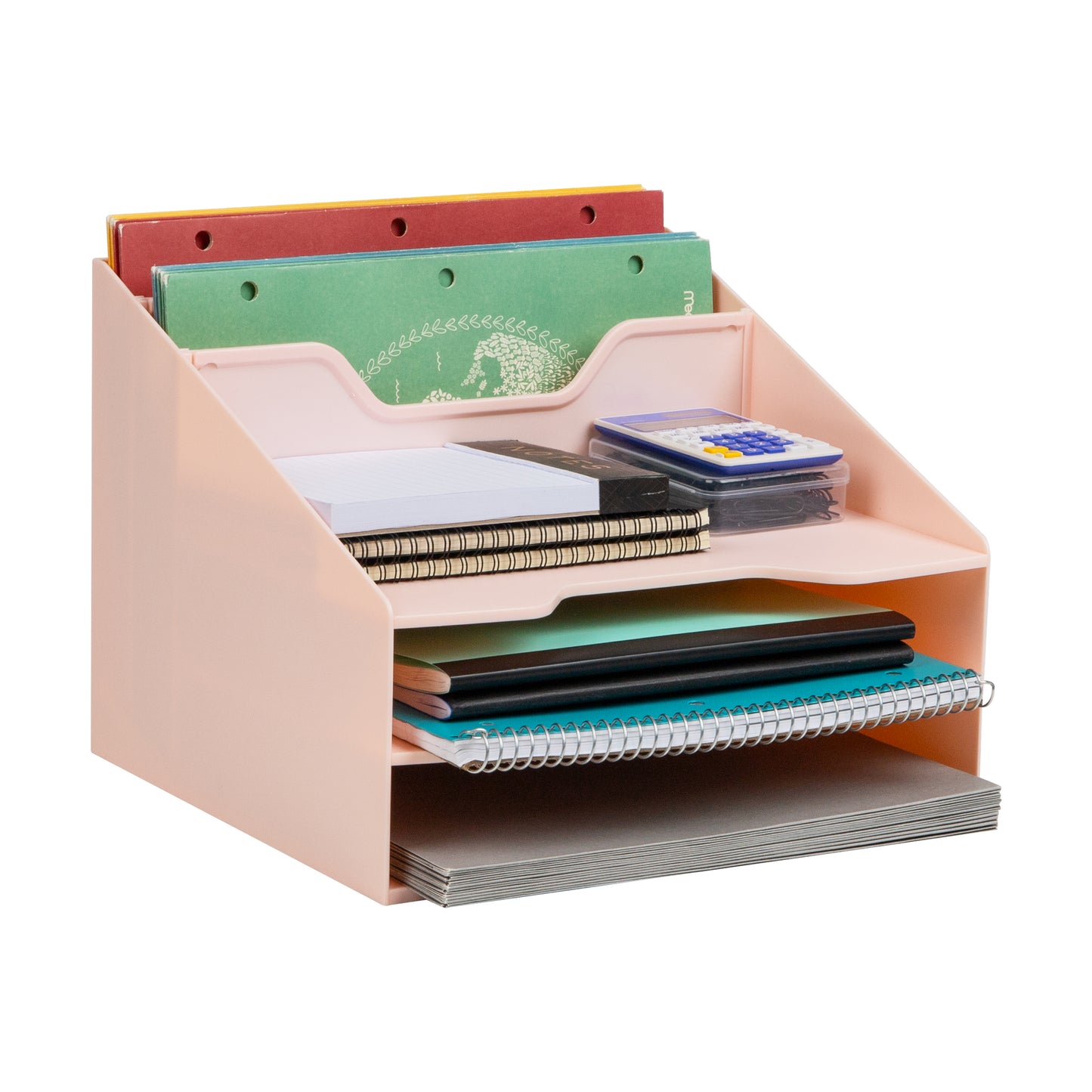 Mind Reader Desktop Organizer, Vertical File Holder, Paper Trays, Office, Plastic, 12.5"L x 11.75"W x 9.5"H, Beige