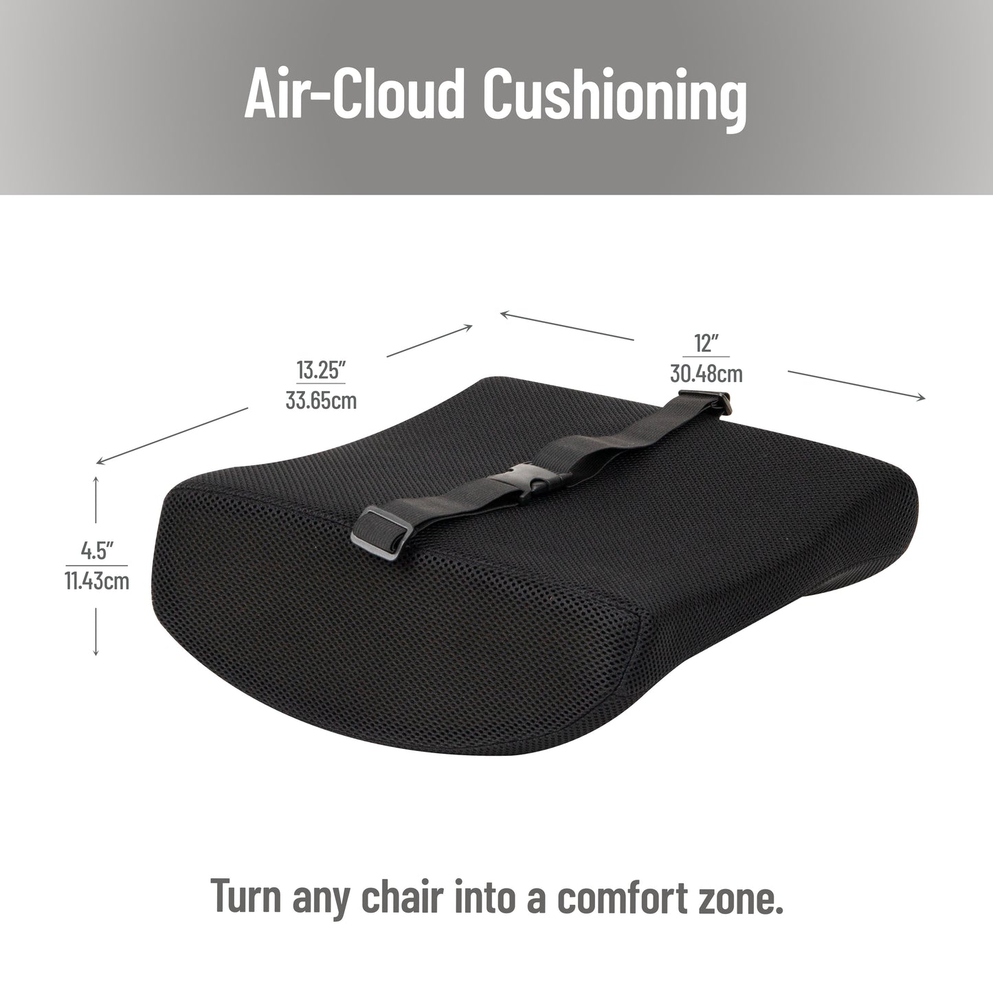 Mind Reader Lumbar Support Pillow with Air-Cloud Technology, Office Chair Back Cushion, Memory Foam, Black