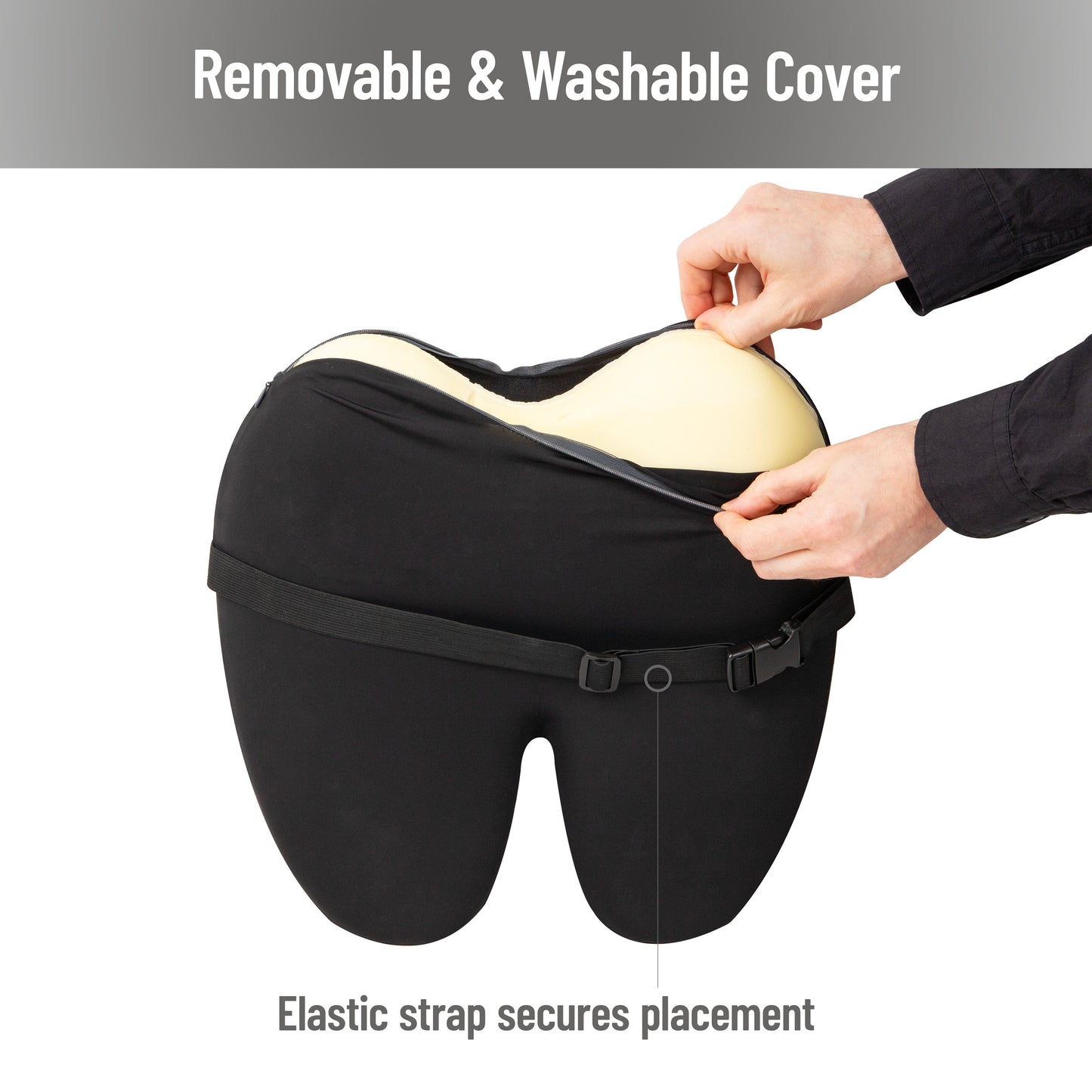 Mind Reader Lumbar Support Pillow with Air-Cloud Technology, Office Chair Back Cushion, Memory Foam, Black