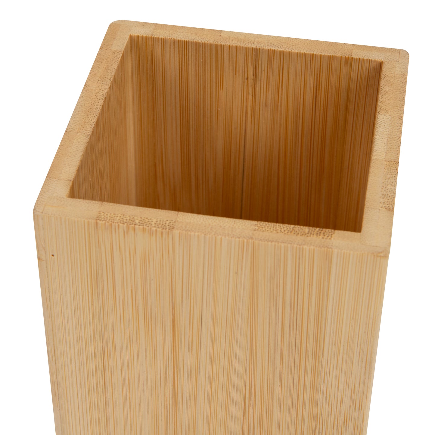 Mind Reader Pen Cup, Accessory Holder, Desktop Organization, Office, Bamboo, 3.5"L x 3.5"W x 3.875"H, Brown