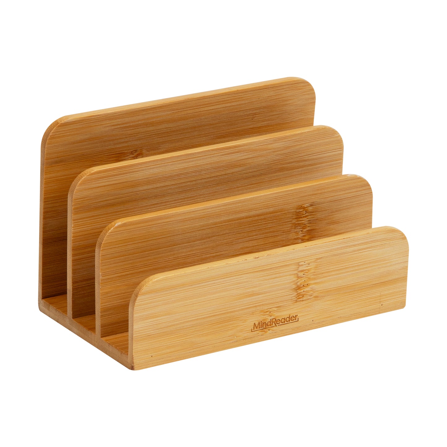 Mind Reader 3-Tier Mail Sorter, Desktop Organizer, Mail Organizer, Modern, Office, Bamboo, 6.75"L x 4"W x 4.25"H, Brown