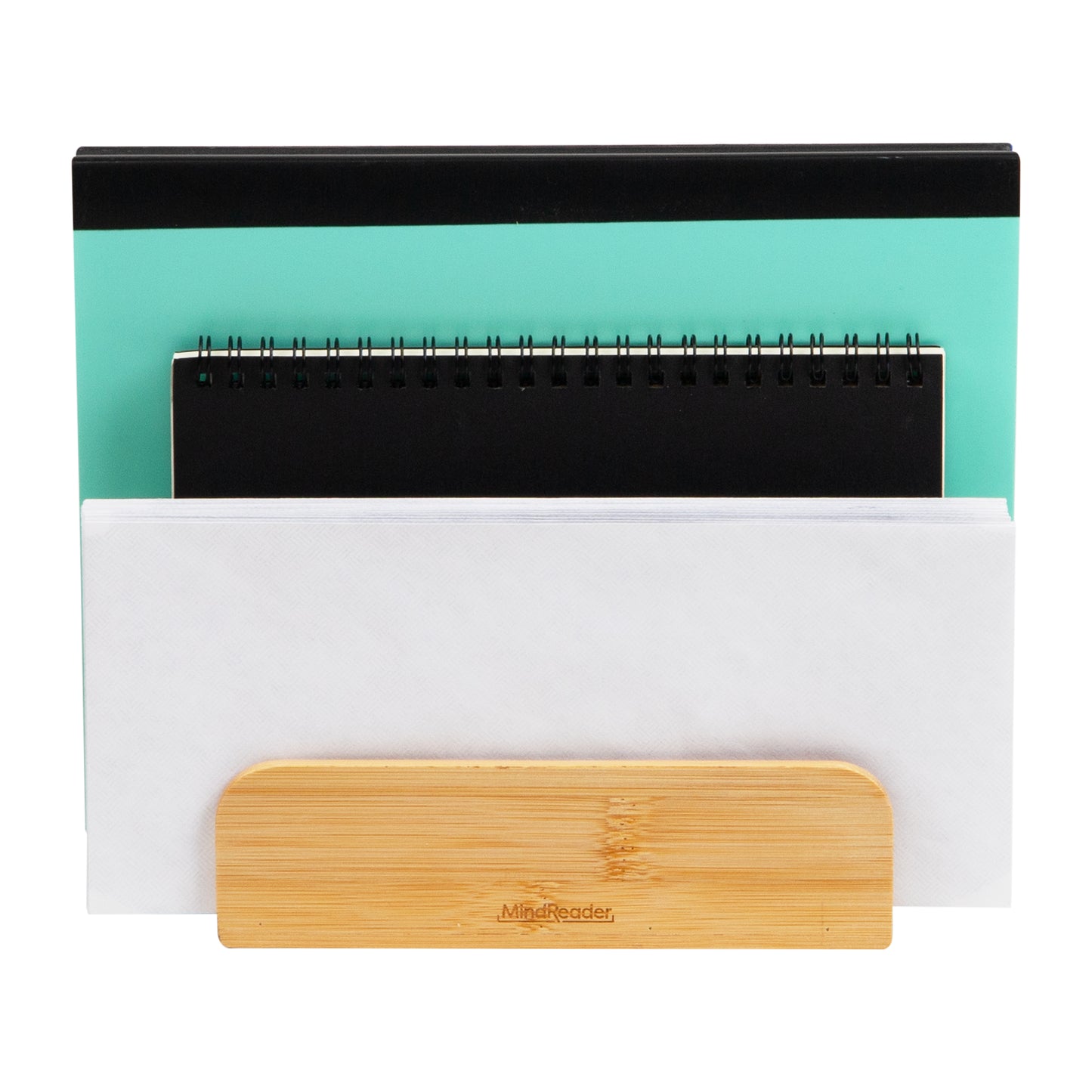 Mind Reader 3-Tier Mail Sorter, Desktop Organizer, Mail Organizer, Modern, Office, Bamboo, 6.75"L x 4"W x 4.25"H, Brown