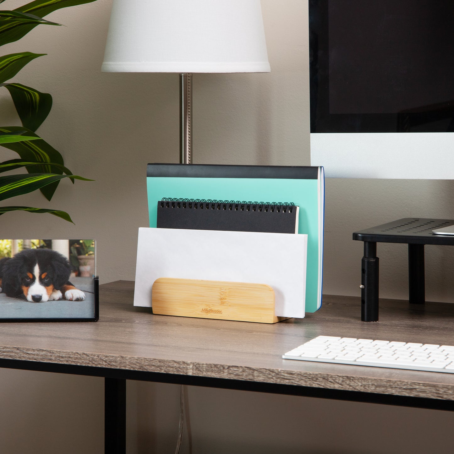 Mind Reader 3-Tier Mail Sorter, Desktop Organizer, Mail Organizer, Modern, Office, Bamboo, 6.75"L x 4"W x 4.25"H, Brown