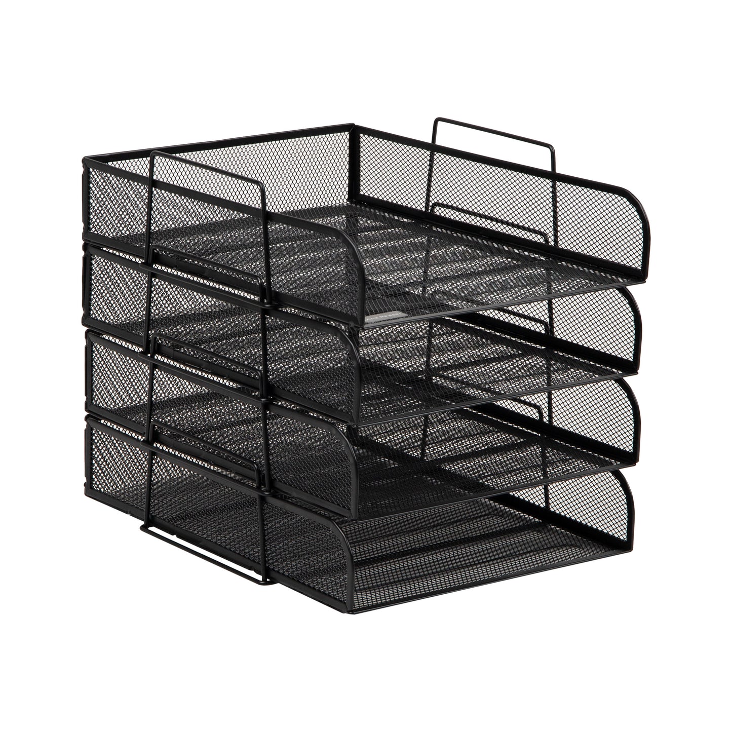 Mind Reader Stackable Paper Tray, Desktop Organizer, File Storage, Office, Metal Mesh, 10.5"L x13.5"W x11.25"H, 4 Pcs., Black