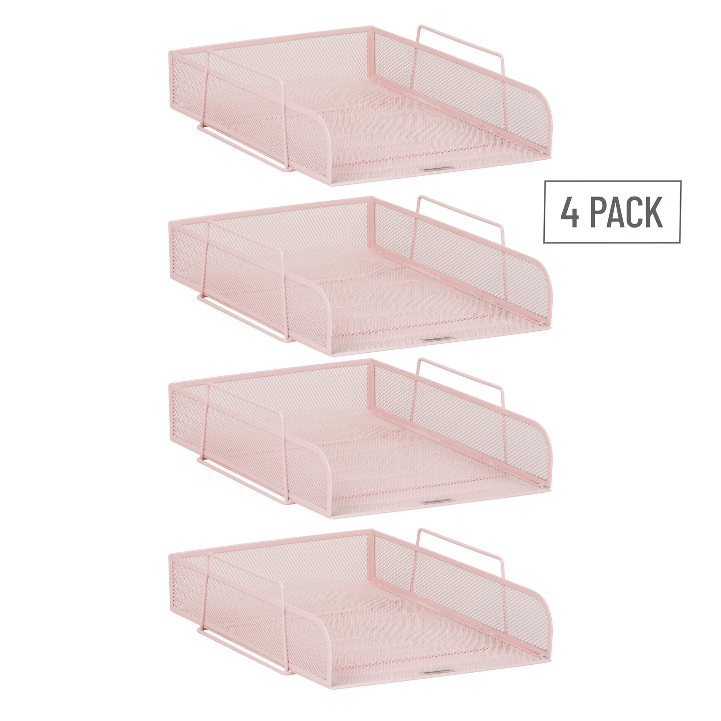 Mind Reader Stackable Paper Tray, Desktop Organizer, File Storage, Office, Metal Mesh, 10.5"L x13.5"W x11.25"H, 4 Pcs., Black