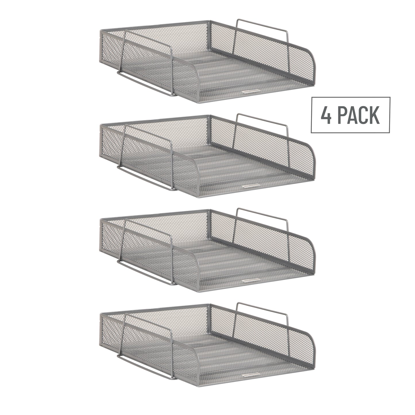 Mind Reader Stackable Paper Tray, Desktop Organizer, File Storage, Office, Metal Mesh, 10.5"L x13.5"W x11.25"H, 4 Pcs., Black