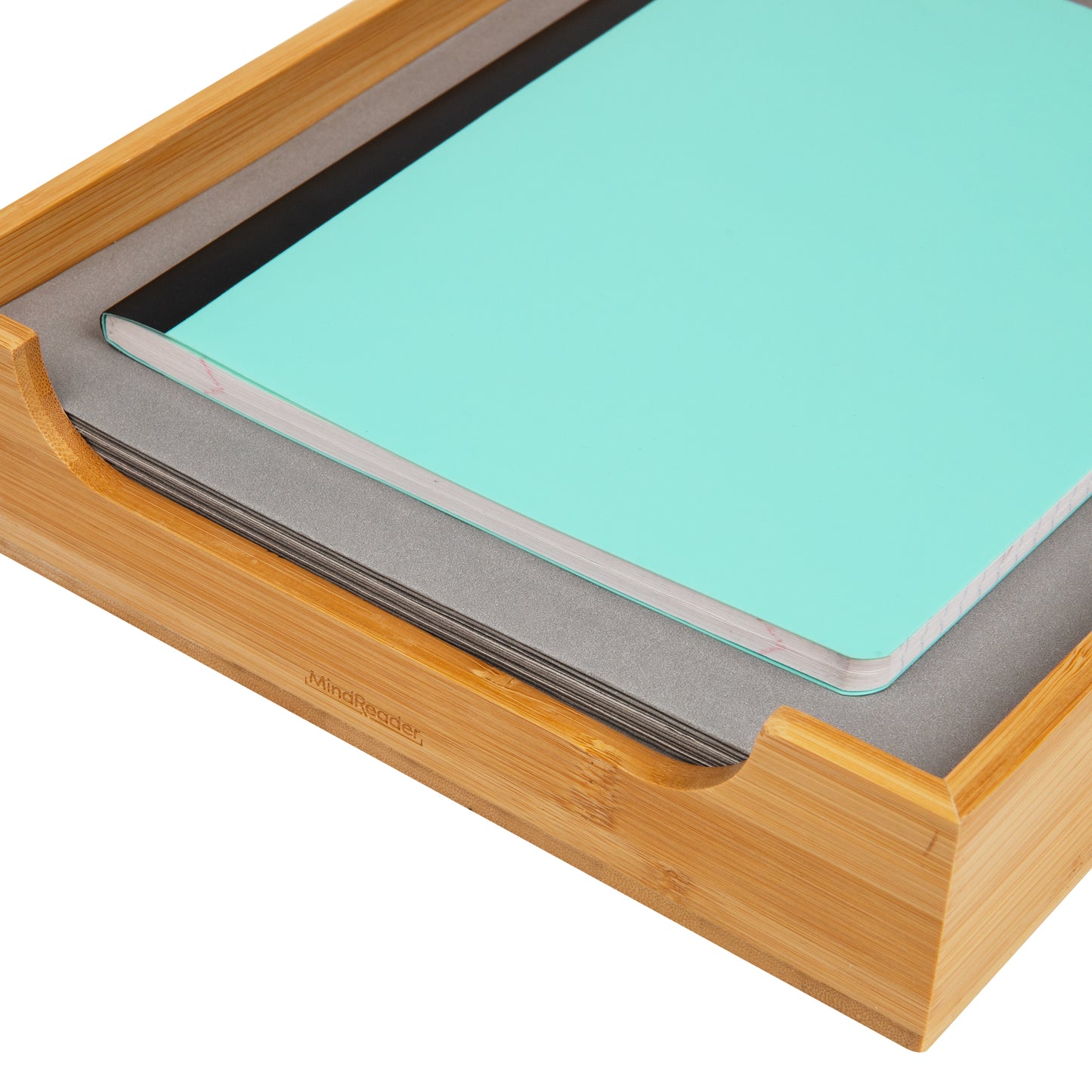 Mind Reader Paper Tray, Desktop Organizer, File Storage, Modern, Office, Bamboo, 10.25"L x 12.5"W x 2.25"H, Brown