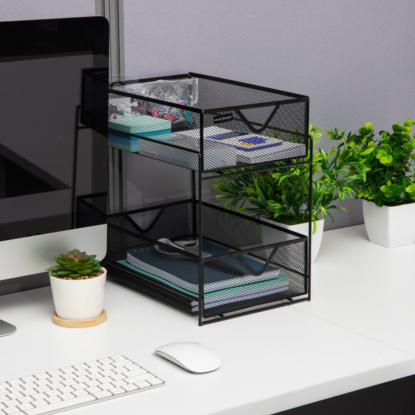 Mind Reader Network Collection, Storage Basket, Kitchen, Desk, Makeup Organizer, Metal Mesh