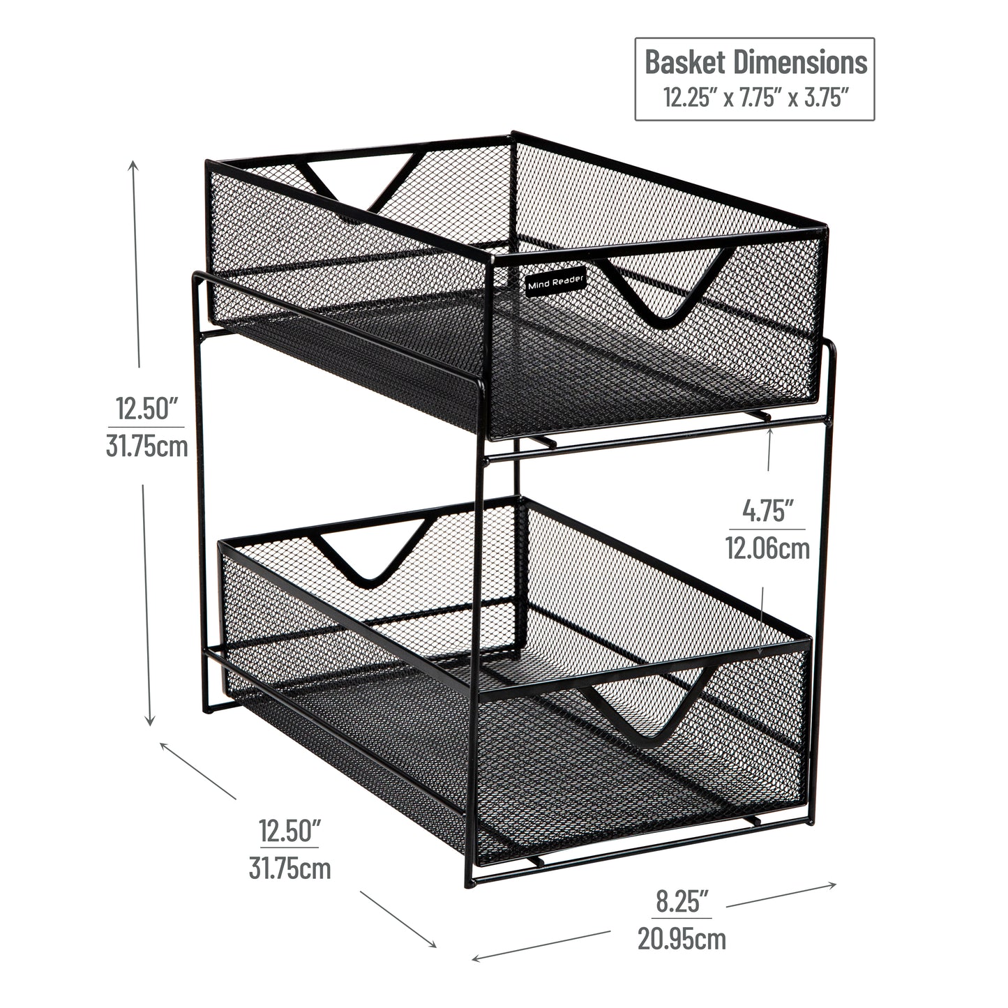 Mind Reader Network Collection, Storage Basket, Kitchen, Desk, Makeup Organizer, Metal Mesh