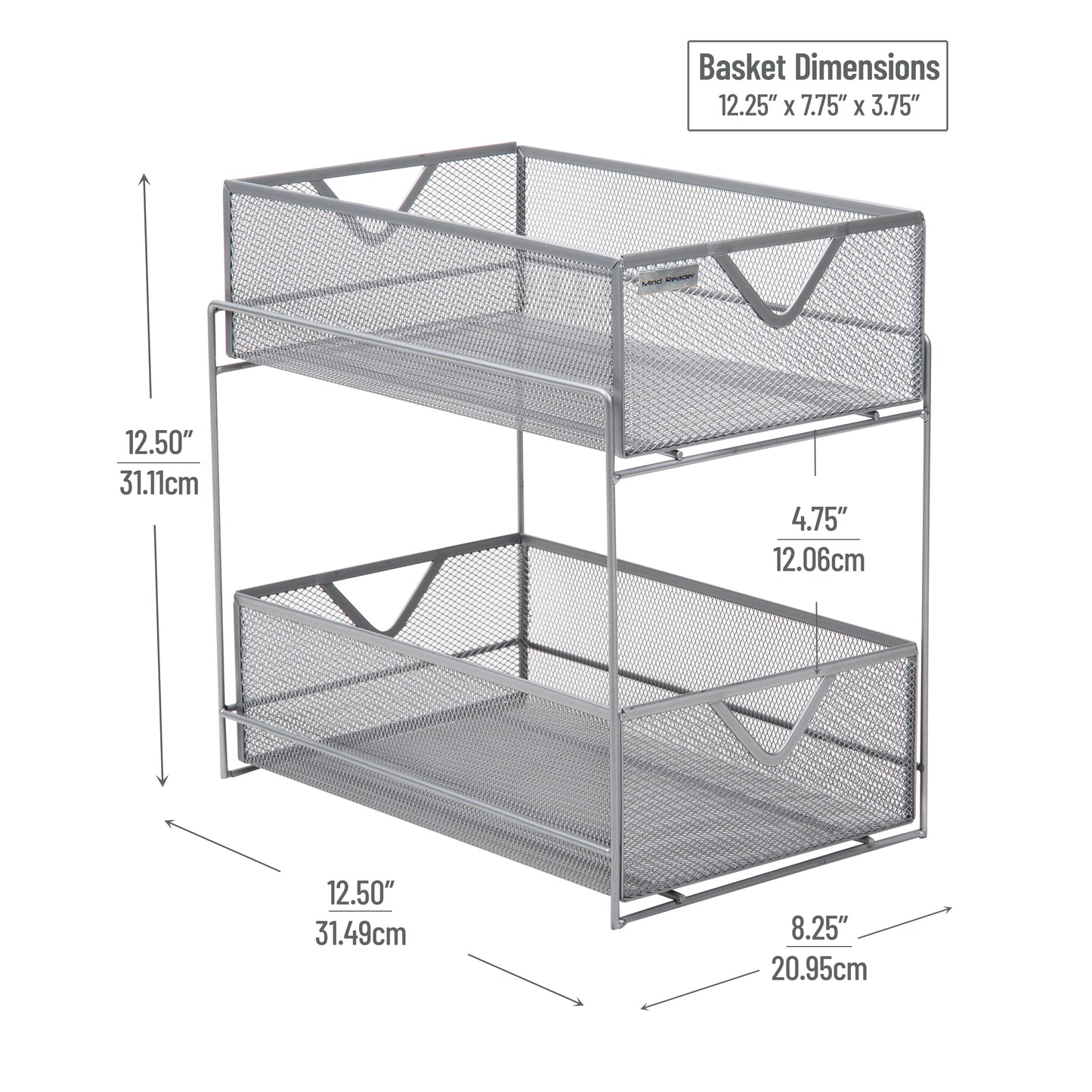 Mind Reader Network Collection, Storage Basket, Kitchen, Desk, Makeup Organizer, Metal Mesh