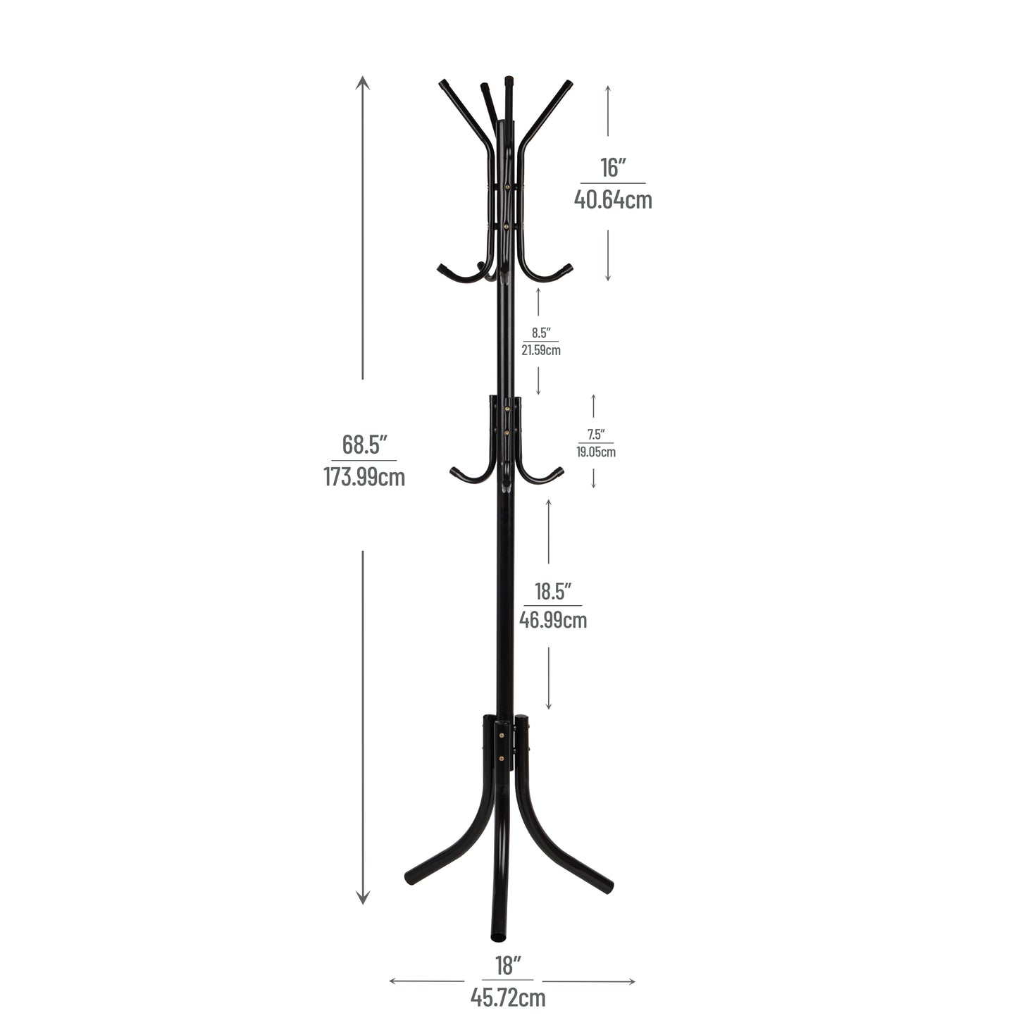 Mind Reader Freestanding Coat Rack, Multi-Tier Organizer for Office and Entryway, Metal