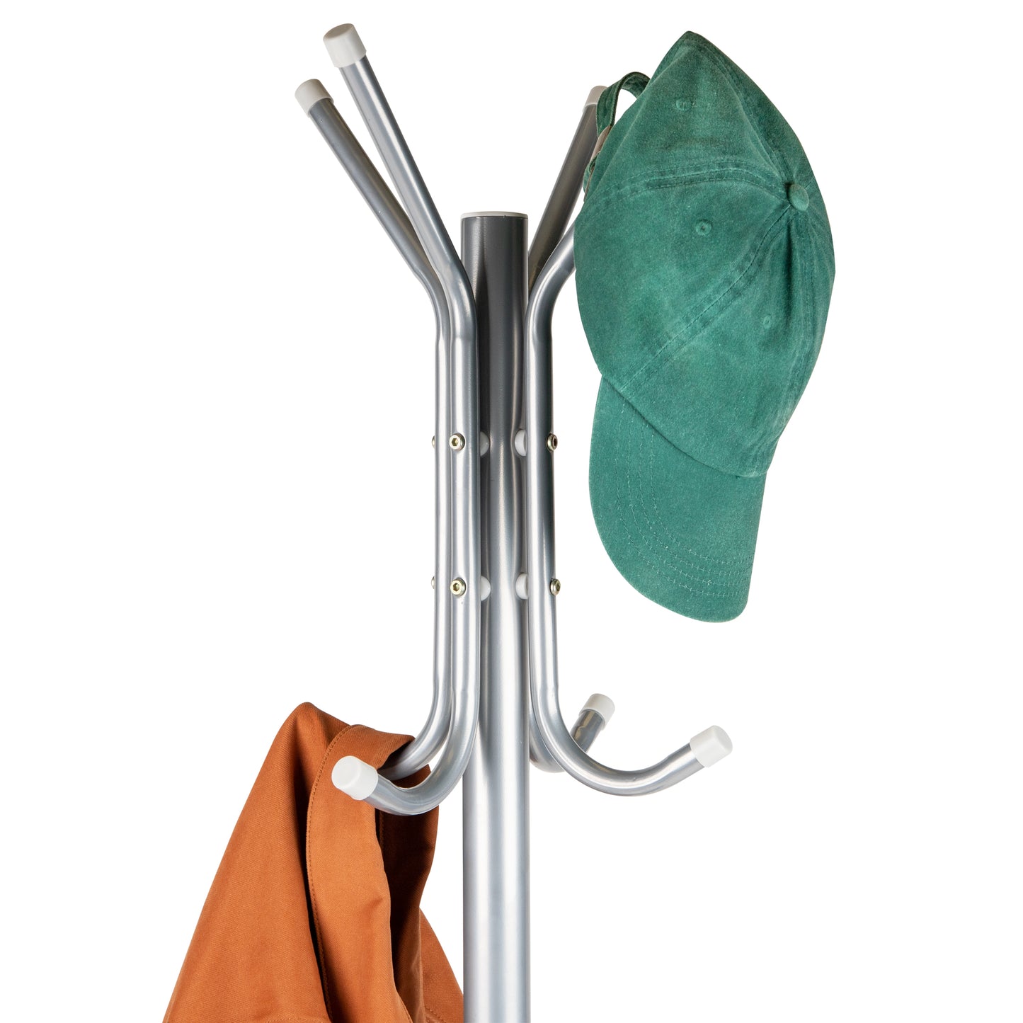 Mind Reader Coat Rack, Hall Tree, Freestanding Organizer, Coat Tree, Hat, Jacket, Purse, Metal, 18"L x 18"W x 68.5"H