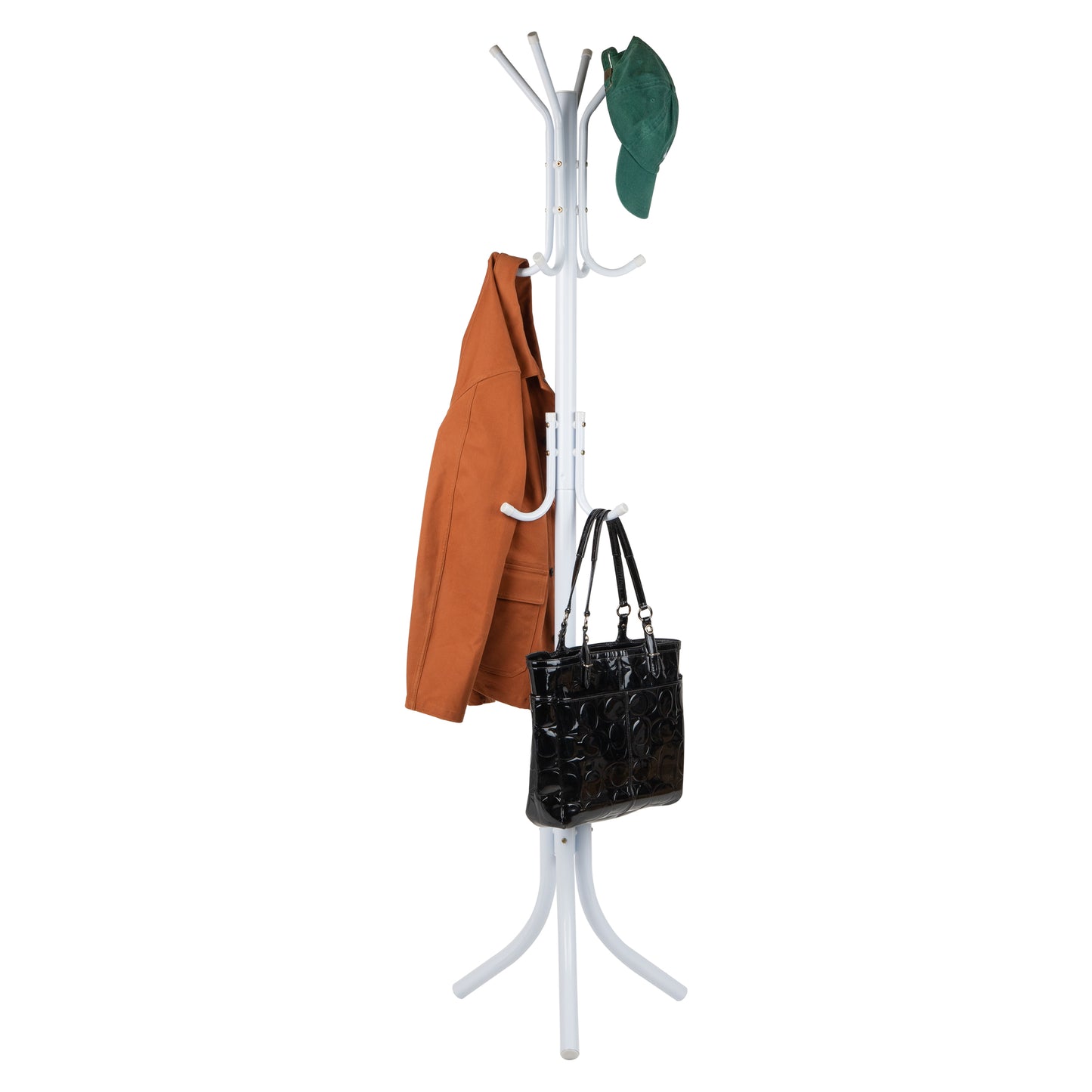 Mind Reader Coat Rack, Hall Tree, Freestanding Organizer, Coat Tree, Hat, Jacket, Purse, Metal, 18"L x 18"W x 68.5"H