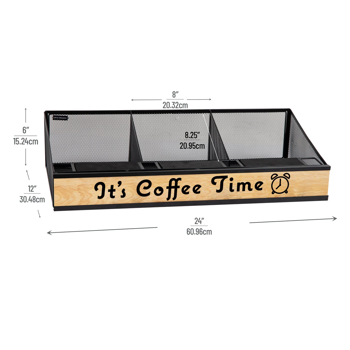 Mind Reader Network Collection, 3 Compartment Serving Station, Breakroom, Countertop Organizer, Wire Mesh, Black