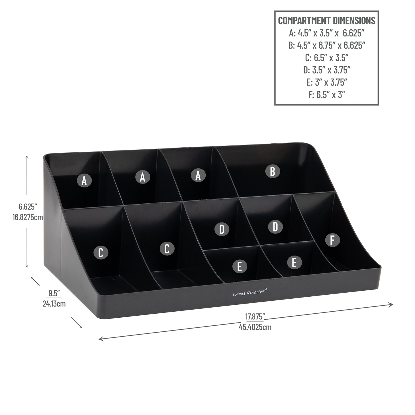 Mind Reader Cup and Condiment Station, Countertop Organizer, Coffee Bar, Kitchen, Stirrers, 17.875"L x 9.5"W x 6.625"H