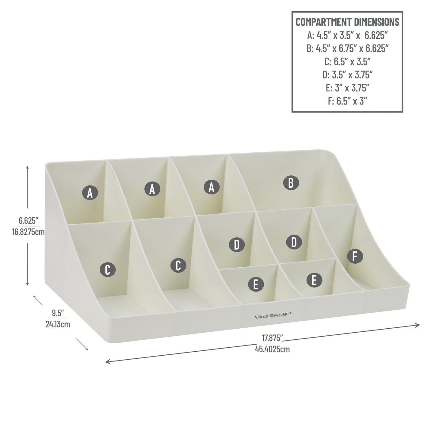 Mind Reader Cup and Condiment Station, Countertop Organizer, Coffee Bar, Kitchen, Stirrers, 17.875"L x 9.5"W x 6.625"H