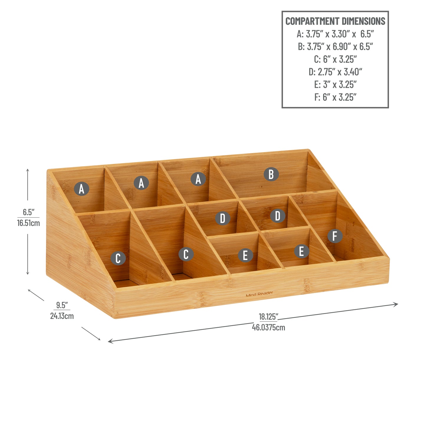 Mind Reader Cup and Condiment Station, Countertop Org, Coffee Bar, Rayon from Bamboo Cup, 18.125"L x 9.5"W x 6.5"H, Brown