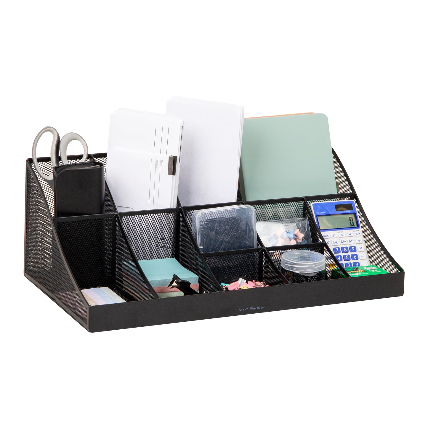 Mind Reader Countertop Organizer, 2-Tier Office Breakroom Supply Caddy, Metal Mesh, Black
