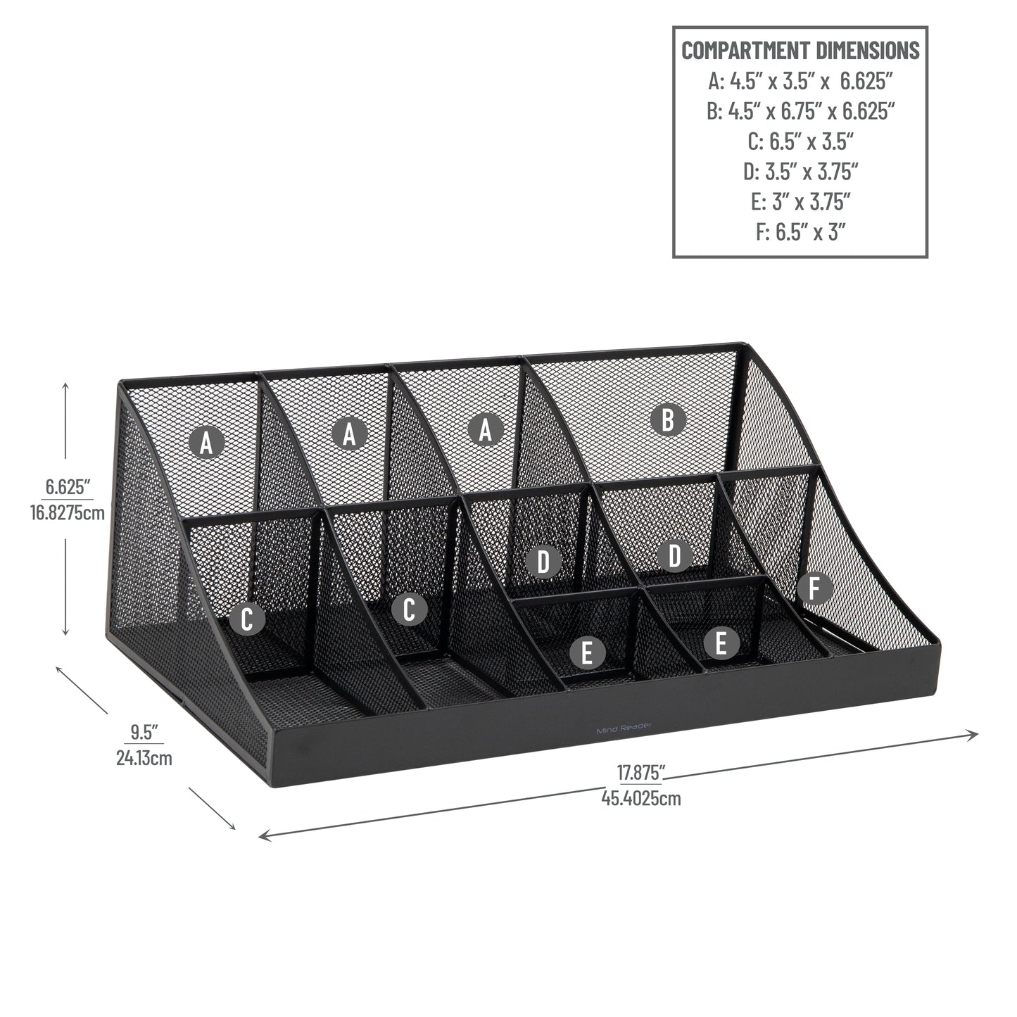 Mind Reader Countertop Organizer, 2-Tier Office Breakroom Supply Caddy, Metal Mesh, Black