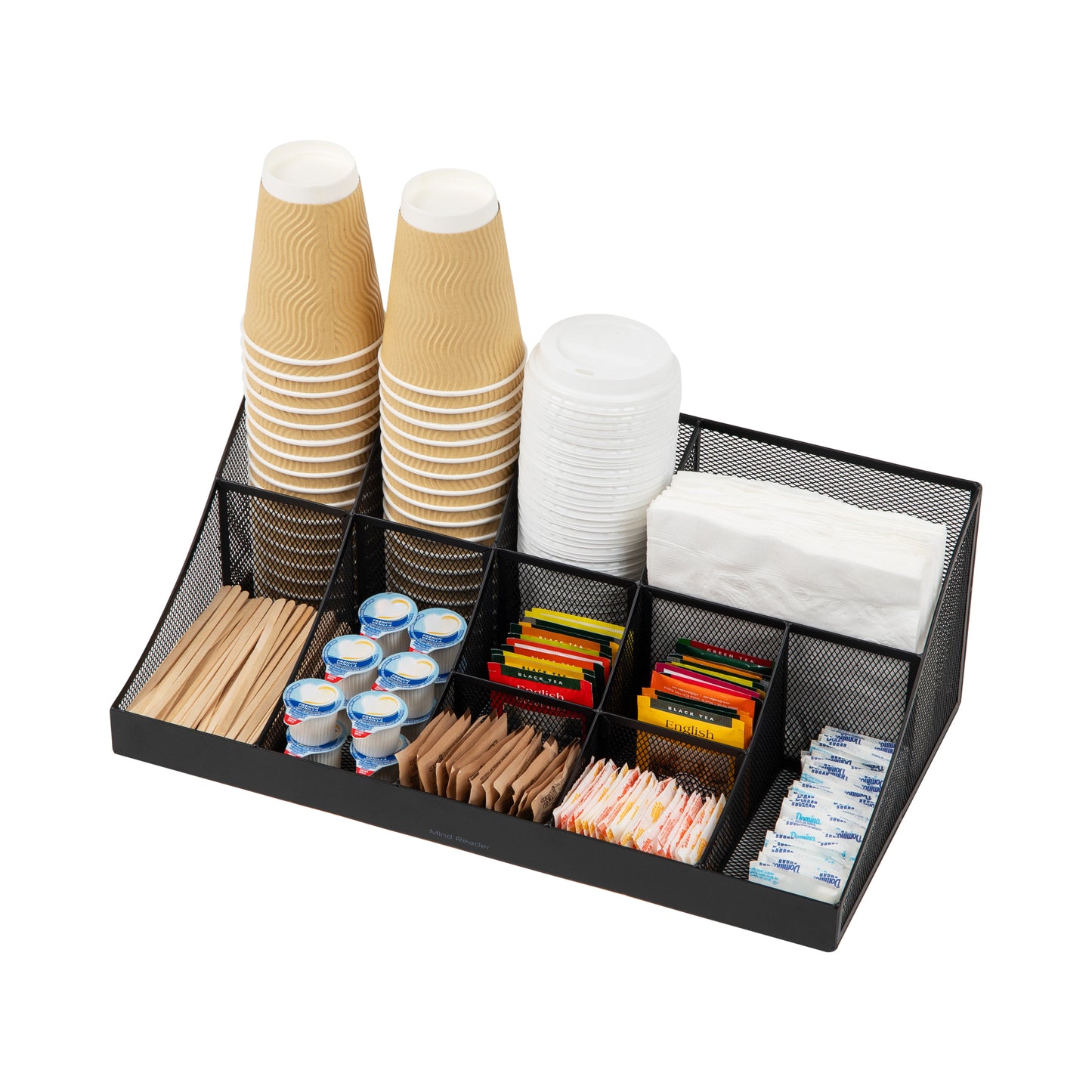 Mind Reader Countertop Organizer, 2-Tier Office Breakroom Supply Caddy, Metal Mesh, Black