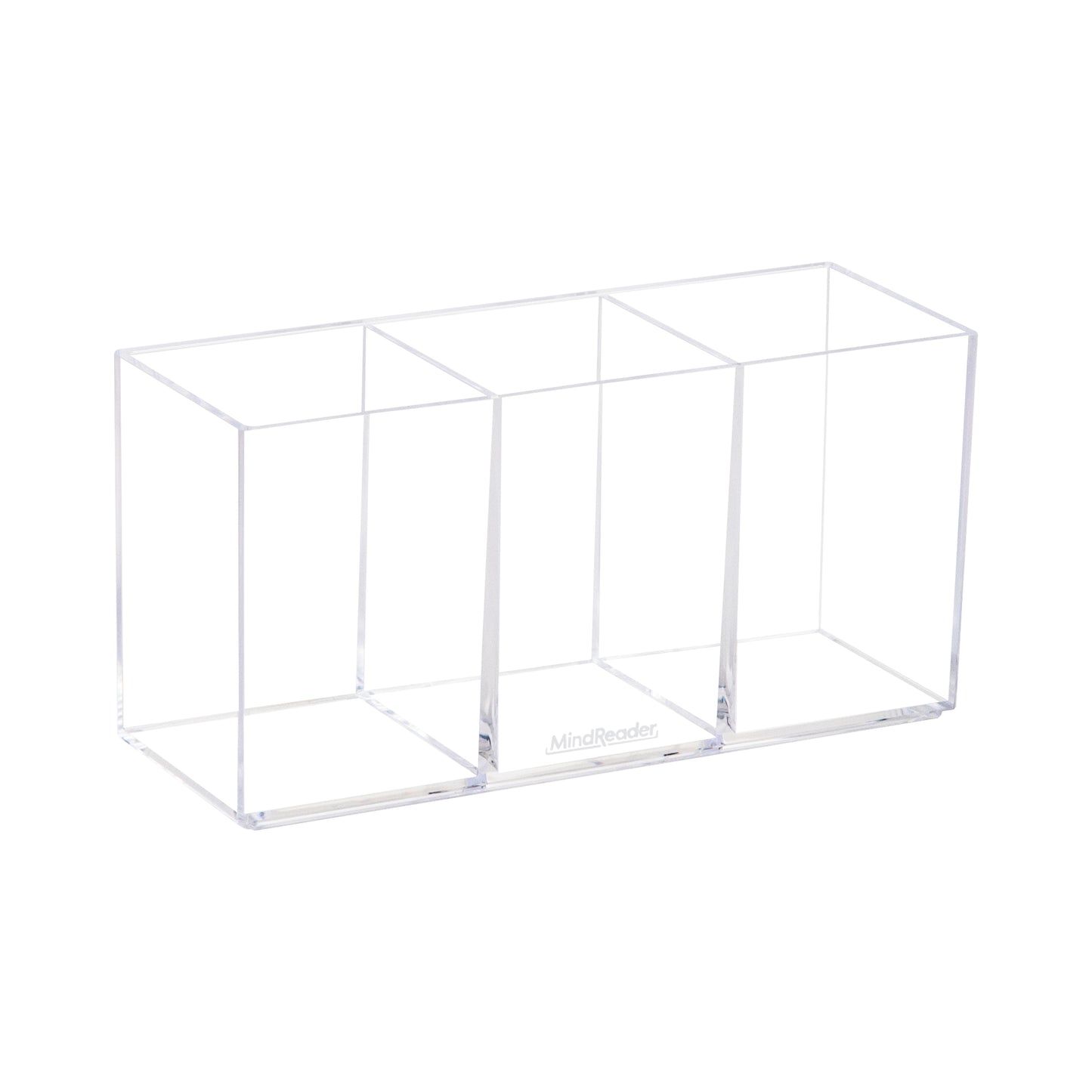 Mind Reader Pen and Accessories Holder, Desktop Organizer, Makeup Organizer, Office, Acrylic, 7"L x 2.5"W x 3.5"H, Clear