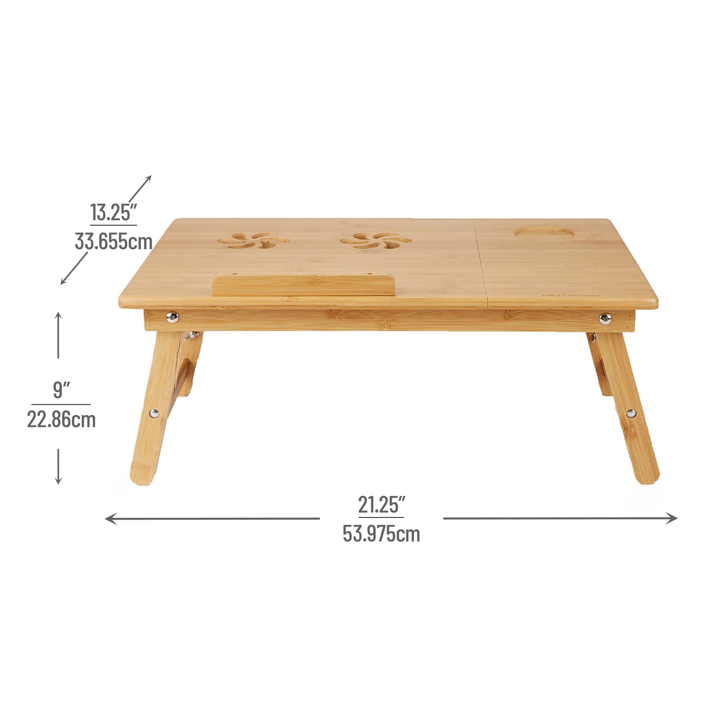 Mind Reader Bali Collection, Bamboo Portable Laptop Desk/Breakfast Table with Tilt Top, Storage Drawer, and Folding Legs, 21.22"L x 13.19"W x 8.86"H, Brown