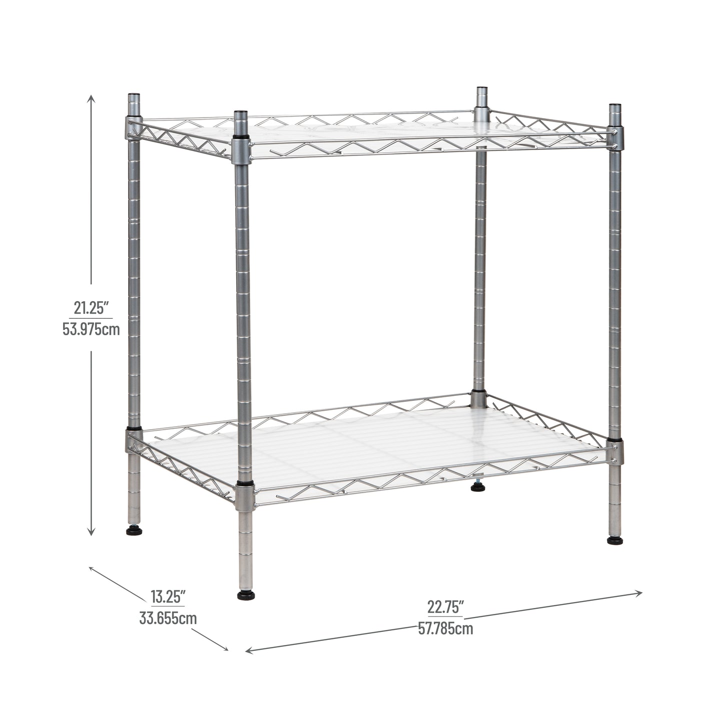 Mind Reader Alloy Collection, 2-Tier Industrial Microwave Stand with Utility Shelf, Metal, 22.75"L x 13.25"W x 21.25"H, Silver