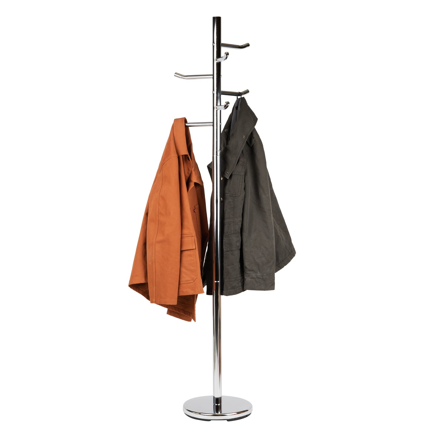 Mind Reader Coat Rack , Hall Tree, Freestanding , Coat Tree, Hat, Jacket, Purse, Metal, 11.75"L x 11.75"W x 67.25"H, Silver