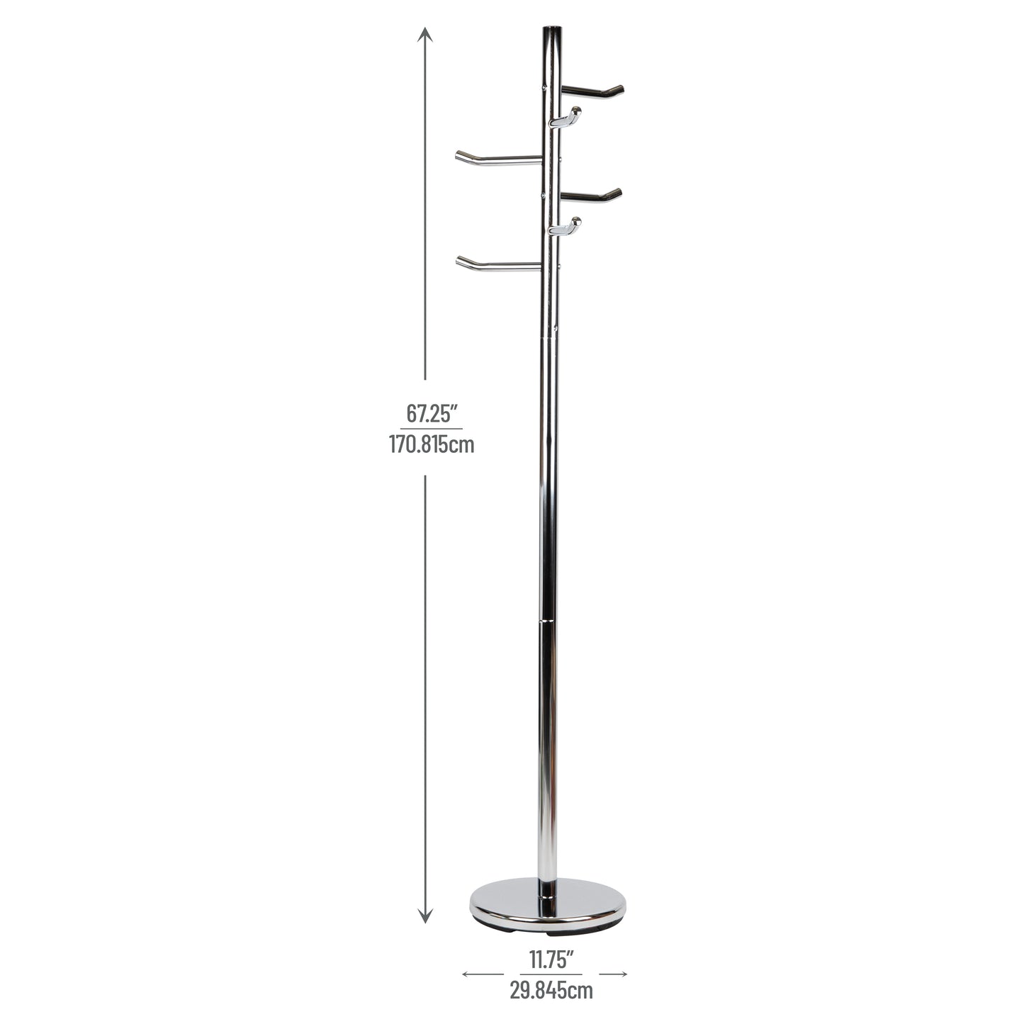 Mind Reader Freestanding Coat Rack, Multi-Hook Organizer for Office or Entryway, Metal, Silver