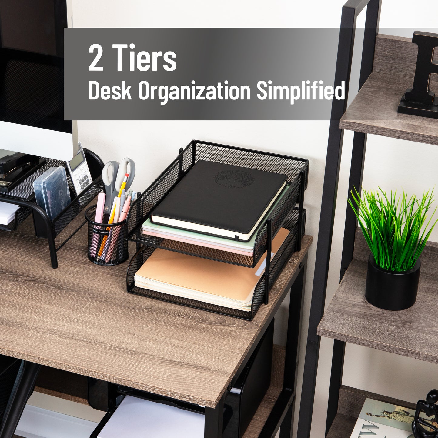 Mind Reader Stackable Paper Tray, Desktop Organizer, File Storage, Office, Metal Mesh, 10.5"L x 13.25"W x 7.5"H, 2 Pcs