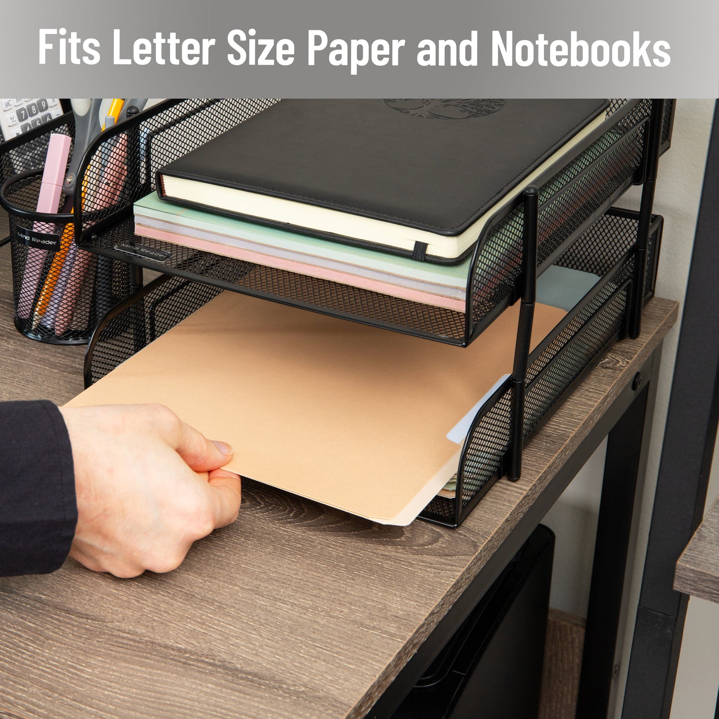 Mind Reader Stackable Paper Tray, Desktop Organizer, File Storage, Office, Metal Mesh, 10.5"L x 13.25"W x 7.5"H, 2 Pcs