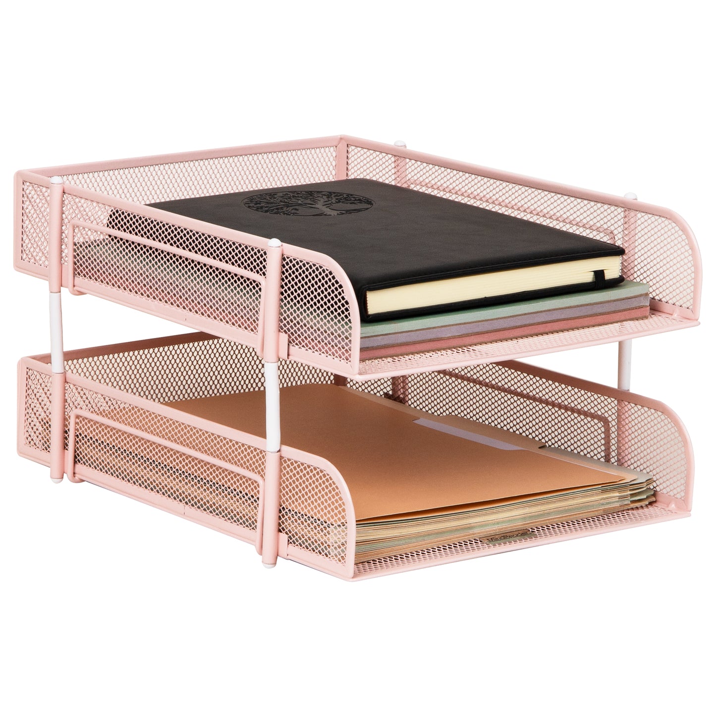 Mind Reader Stackable Paper Tray, Desktop Organizer, File Storage, Office, Metal Mesh, 10.5"L x 13.25"W x 7.5"H, 2 Pcs