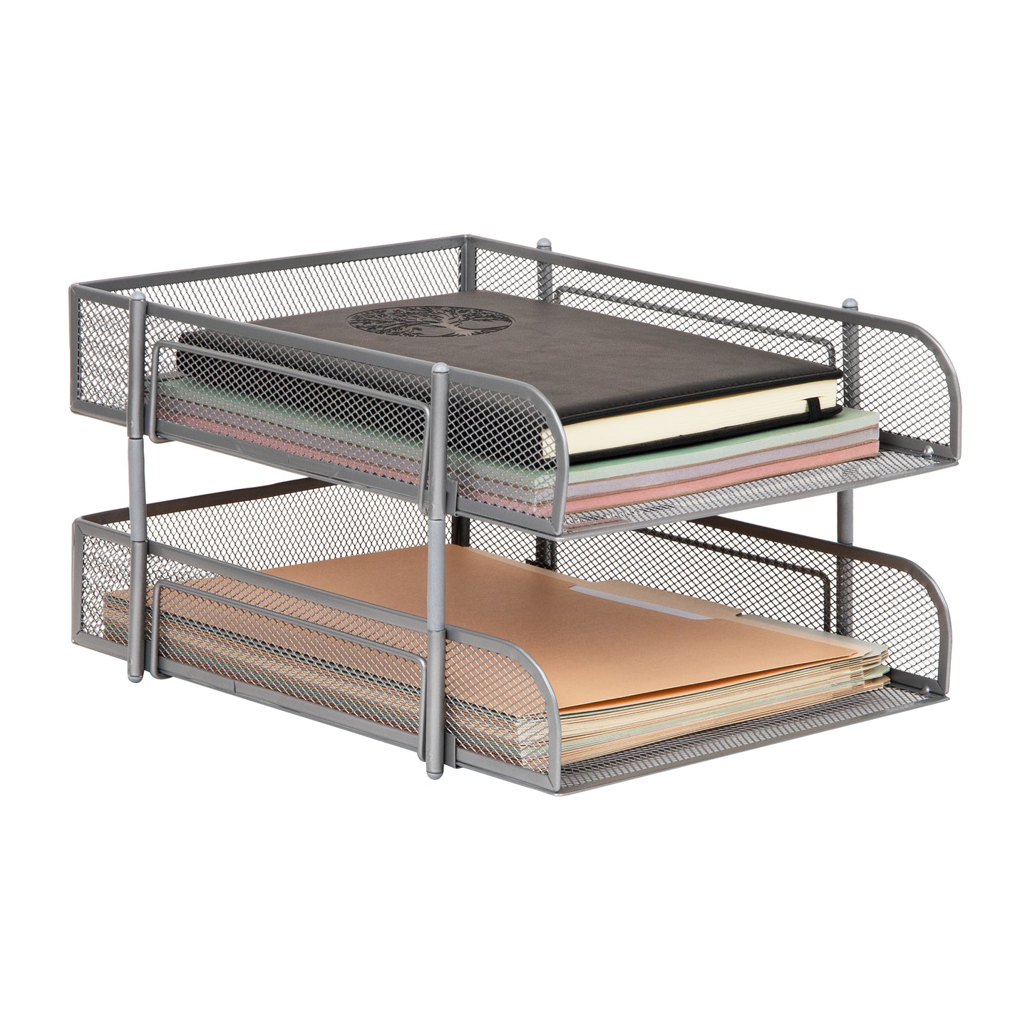 Mind Reader Stackable Paper Tray, Desktop Organizer, File Storage, Office, Metal Mesh, 10.5"L x 13.25"W x 7.5"H, 2 Pcs