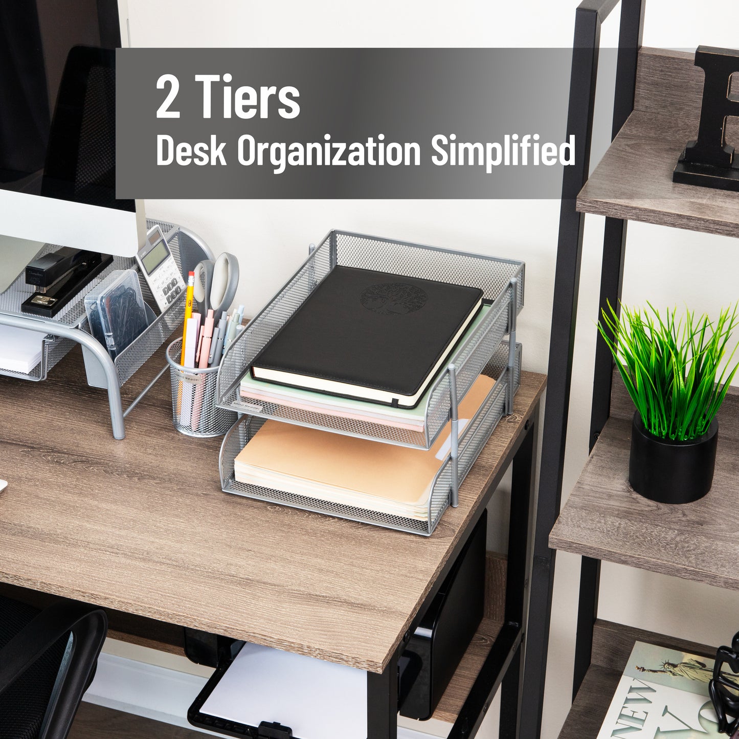Mind Reader Stackable Paper Tray, Desktop Organizer, File Storage, Office, Metal Mesh, 10.5"L x 13.25"W x 7.5"H, 2 Pcs