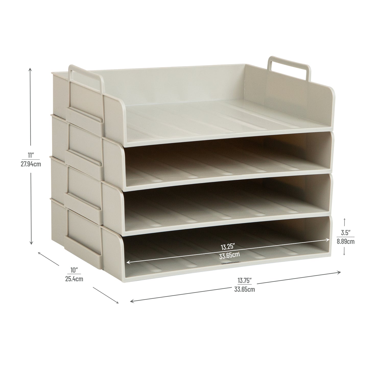 Mind Reader Stackable Paper Tray, Desktop Organizer, File Storage, Office, Plastic, 13.75"L x 10"W x 10.75"H, 4 Pcs.