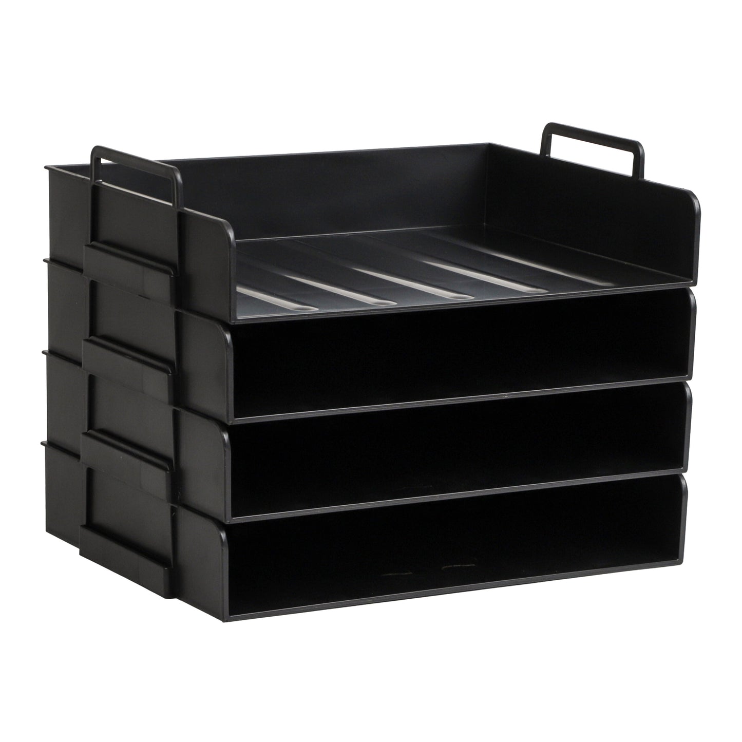 Mind Reader Stackable Paper Tray, Desktop Organizer, File Storage, Office, Plastic, 13.75"L x 10"W x 10.75"H, 4 Pcs.