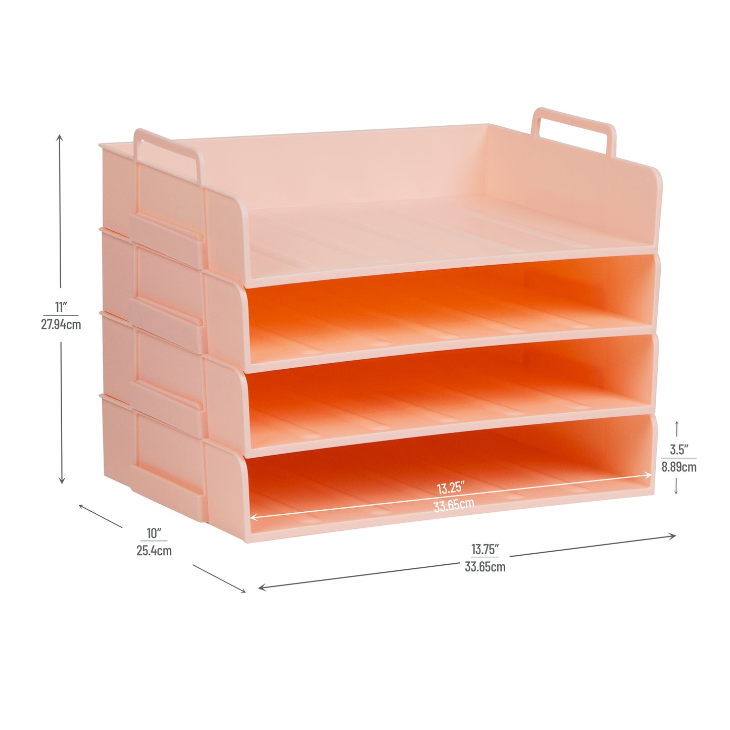 Mind Reader Stackable Paper Tray, Desktop Organizer, File Storage, Office, Plastic, 13.75"L x 10"W x 10.75"H, 4 Pcs.