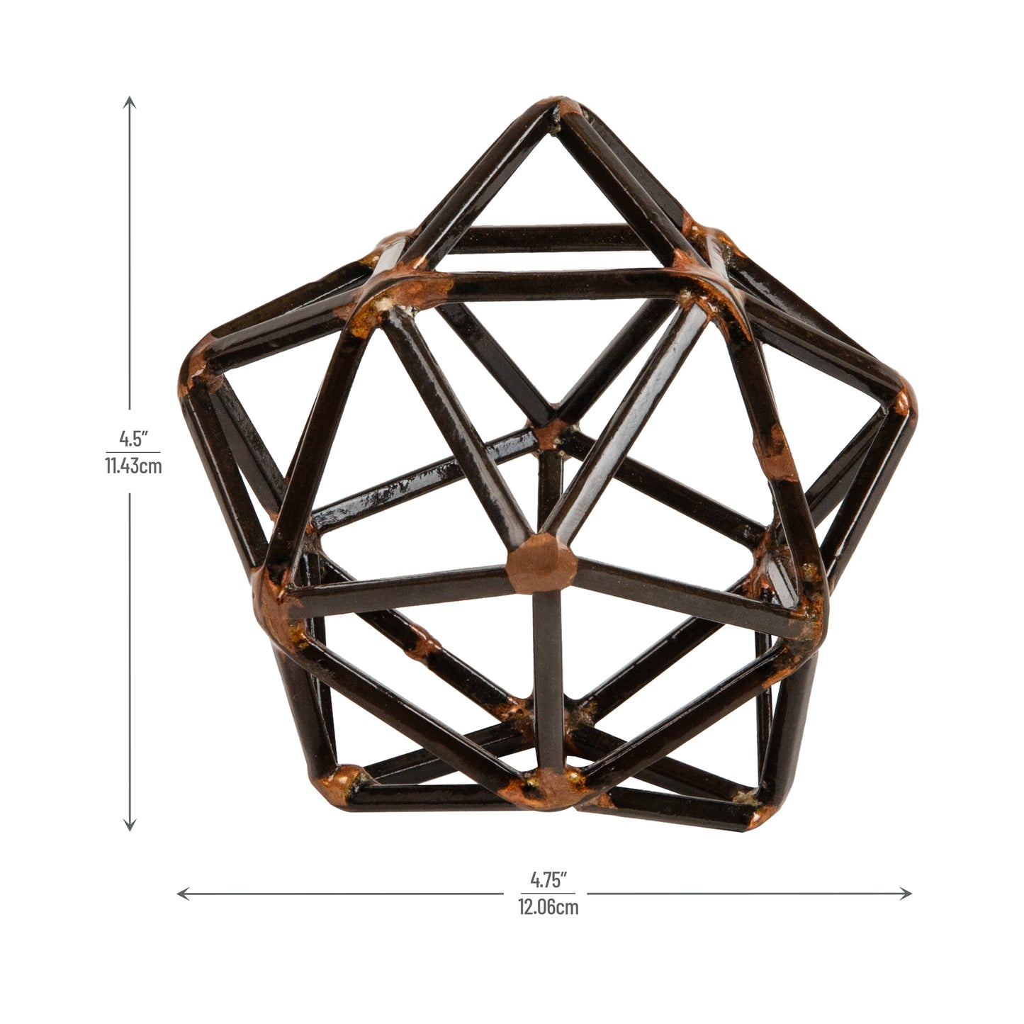 Mind Reader Metal Geometric Sculpture, Modern, Office Decoration, Home Decor, Metal, Black