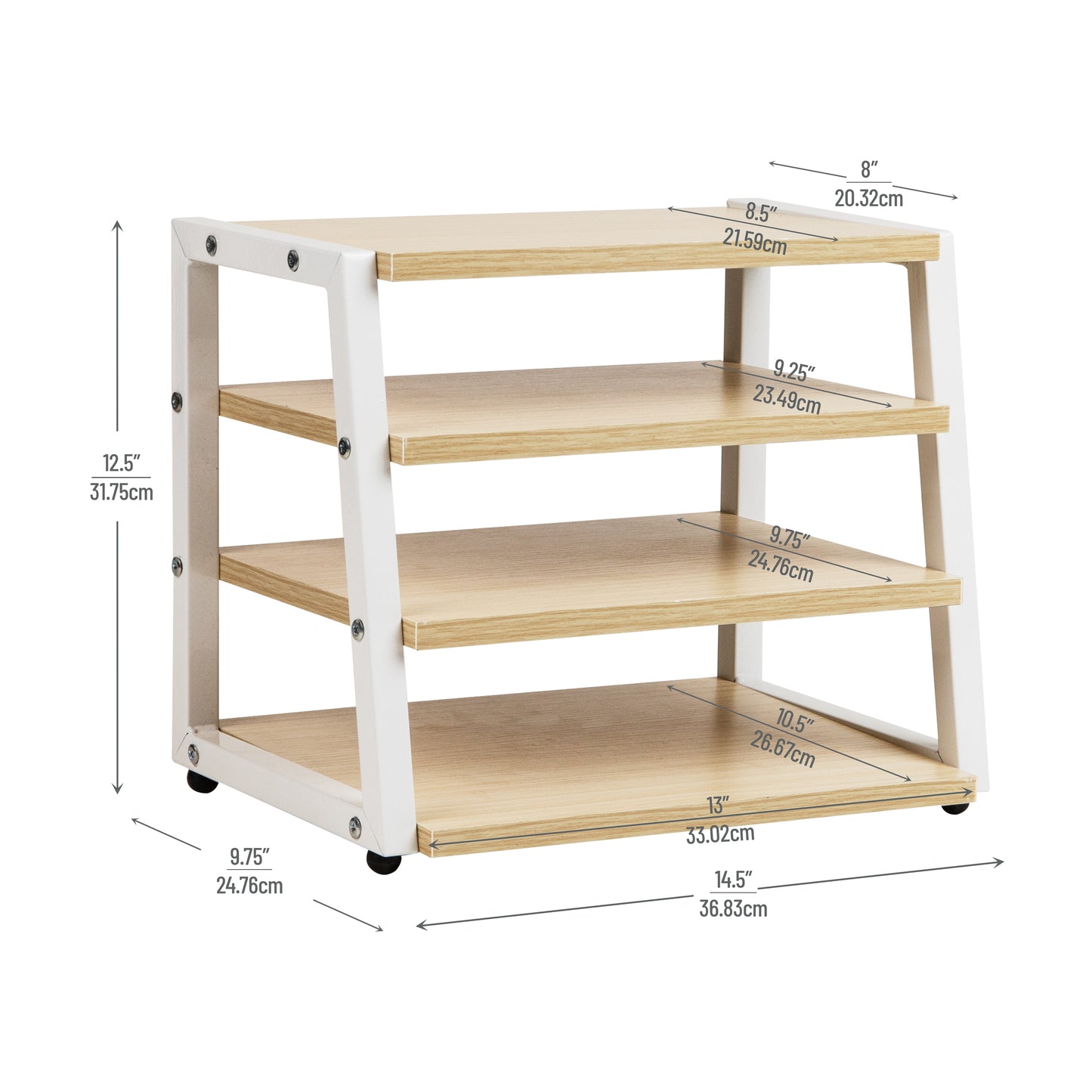 Mind Reader 4-Tier Desk Organizer, File Storage, Documents, Office, Metal, MDF, 14.5"L x 10.5"W x 12"H, White