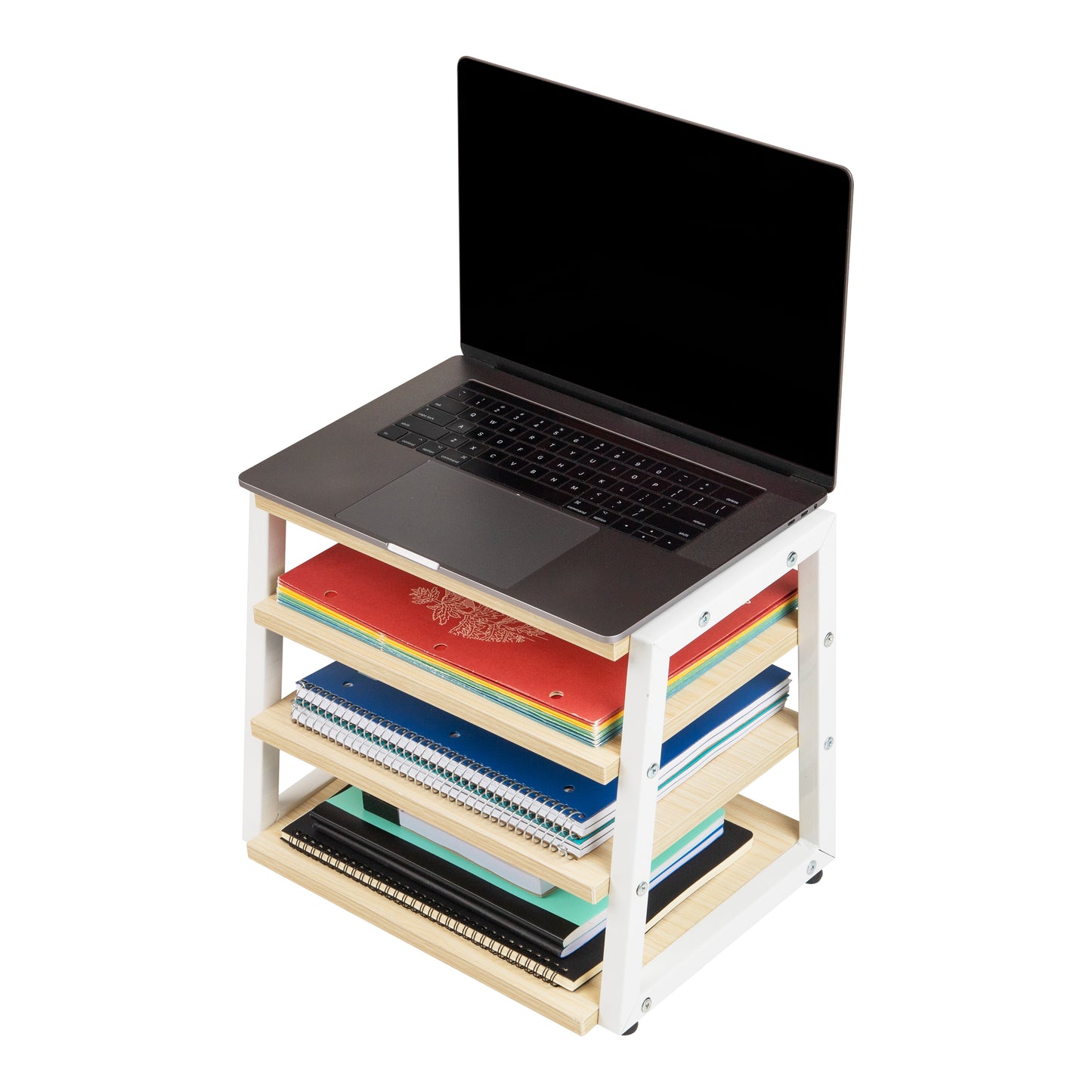 Mind Reader 4-Tier Desk Organizer, File Storage, Documents, Office, Metal, MDF, 14.5"L x 10.5"W x 12"H, White