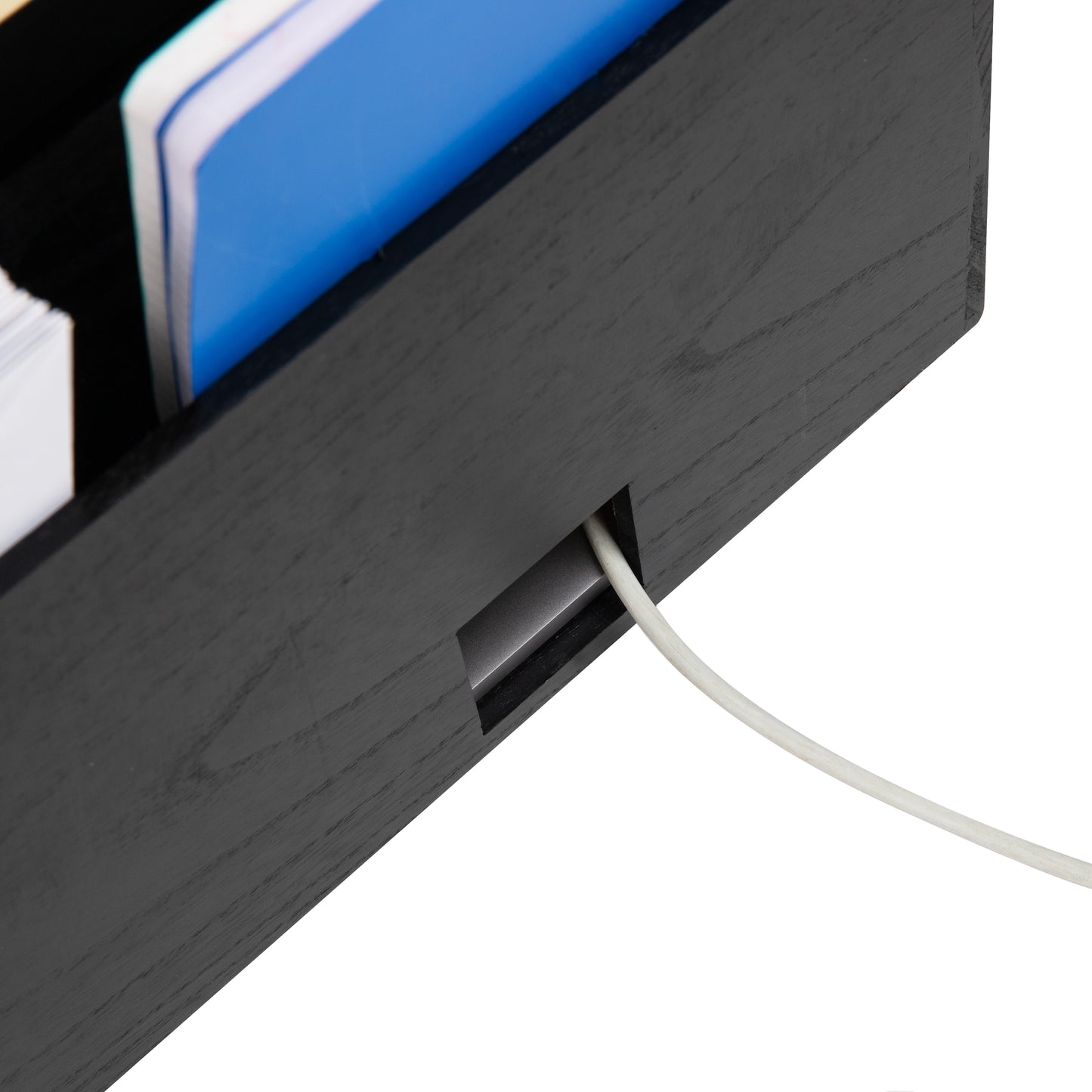 Mind Reader Desk Organizer, File Storage, Accessory Holder, Cord Management, Office, Wood, 16.25"L x 9.5"W x 8.5"H, Black