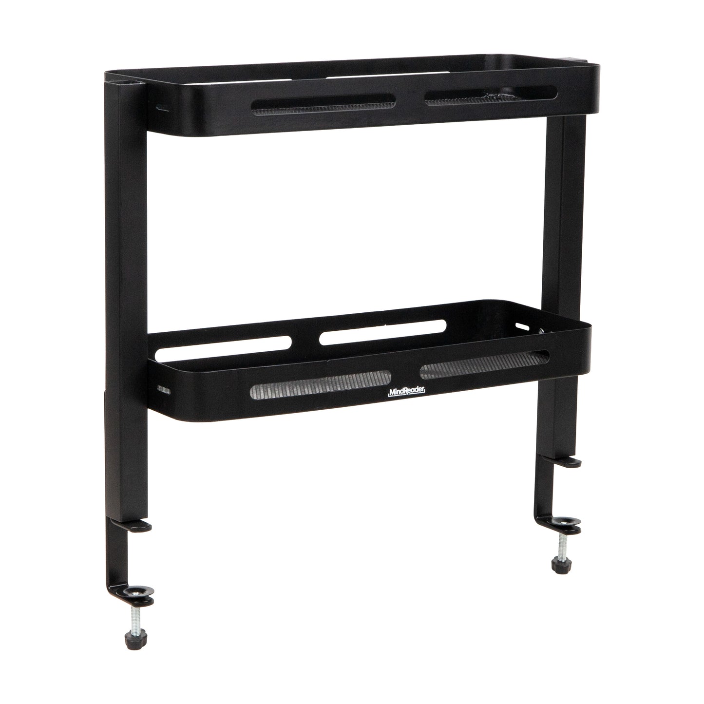 Mind Reader 2-Tier Desk Organizer with Clamp, Accessory Shelf for Office or Gaming, Office, Metal, Black