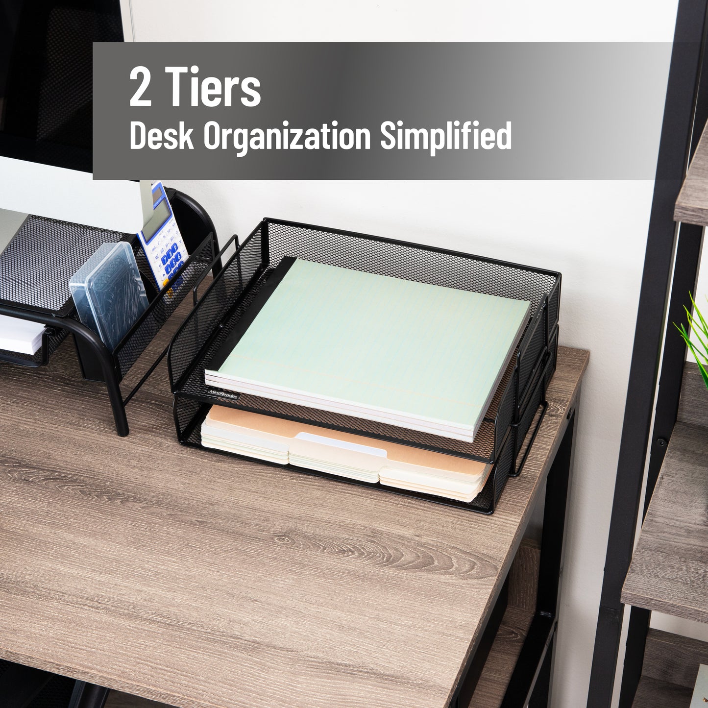 Mind Reader Stackable Paper Tray, Desktop Organizer, File Storage, Office, Metal Mesh, 14"L x 9.75"W x 11.25"H, 4 Pcs.