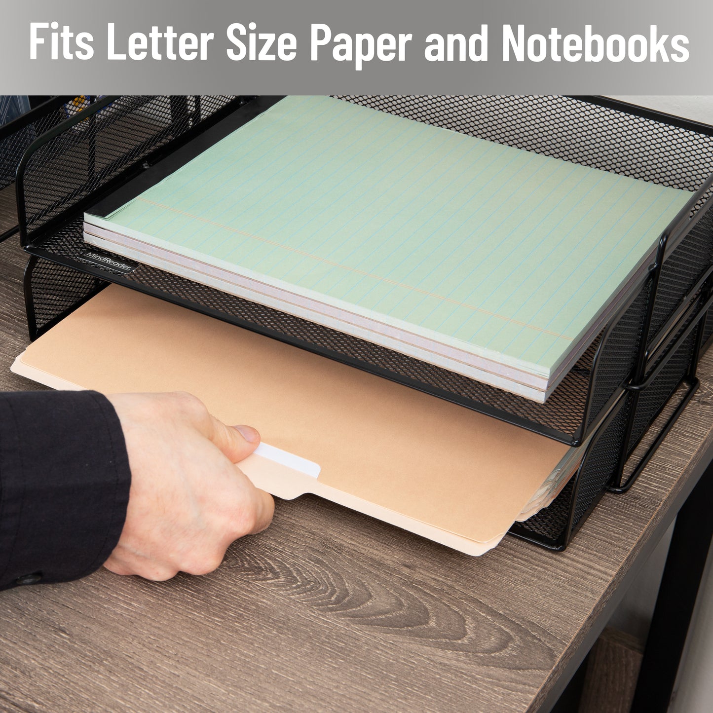 Mind Reader Stackable Paper Tray, Desktop Organizer, File Storage, Office, Metal Mesh, 14"L x 9.75"W x 11.25"H, 4 Pcs.