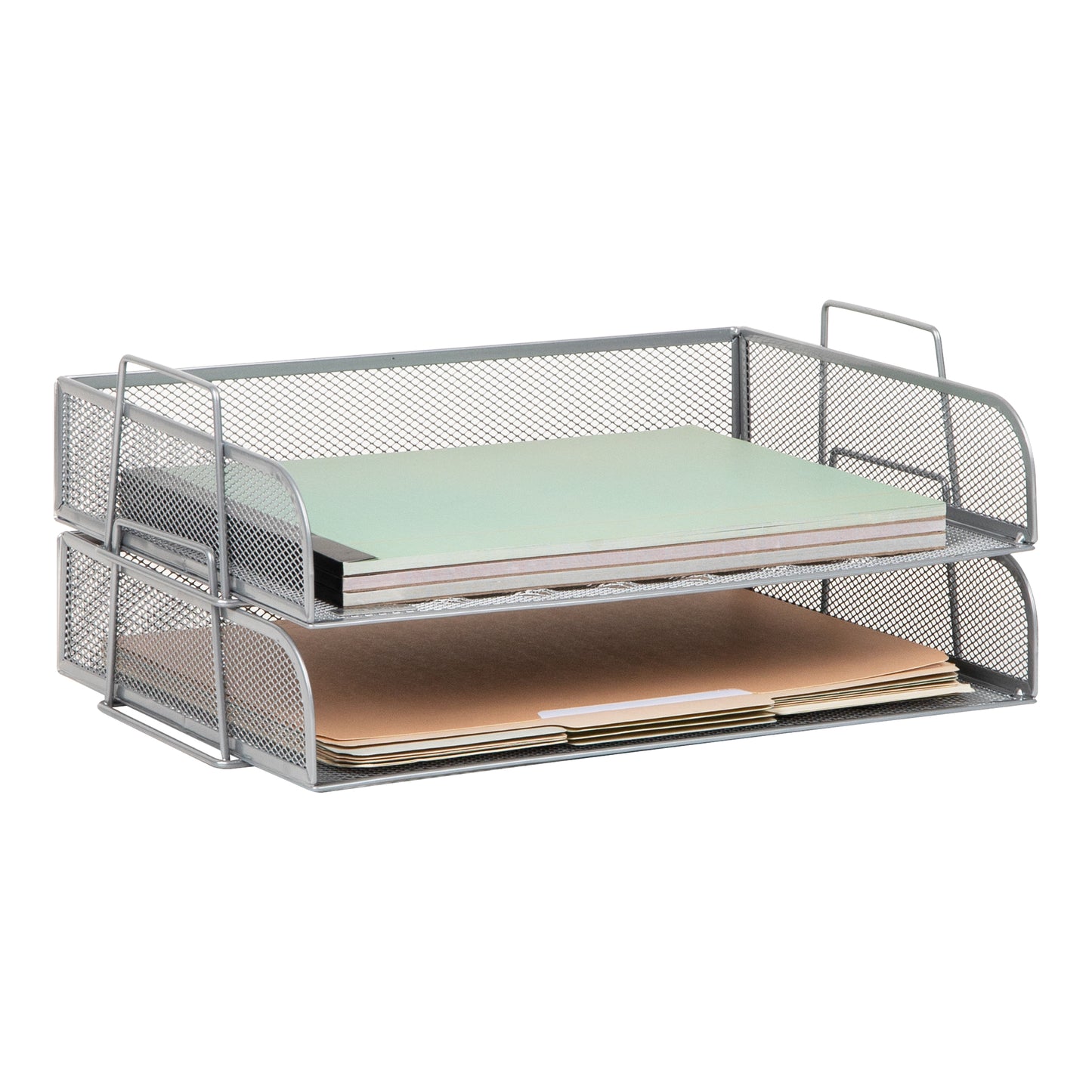 Mind Reader Stackable Paper Tray, Desktop Organizer, File Storage, Office, Metal Mesh, 14"L x 9.75"W x 11.25"H, 4 Pcs.