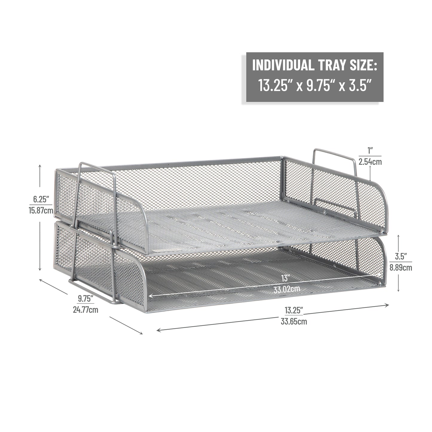 Mind Reader Stackable Paper Tray, Desktop Organizer, File Storage, Office, Metal Mesh, 14"L x 9.75"W x 11.25"H, 4 Pcs.