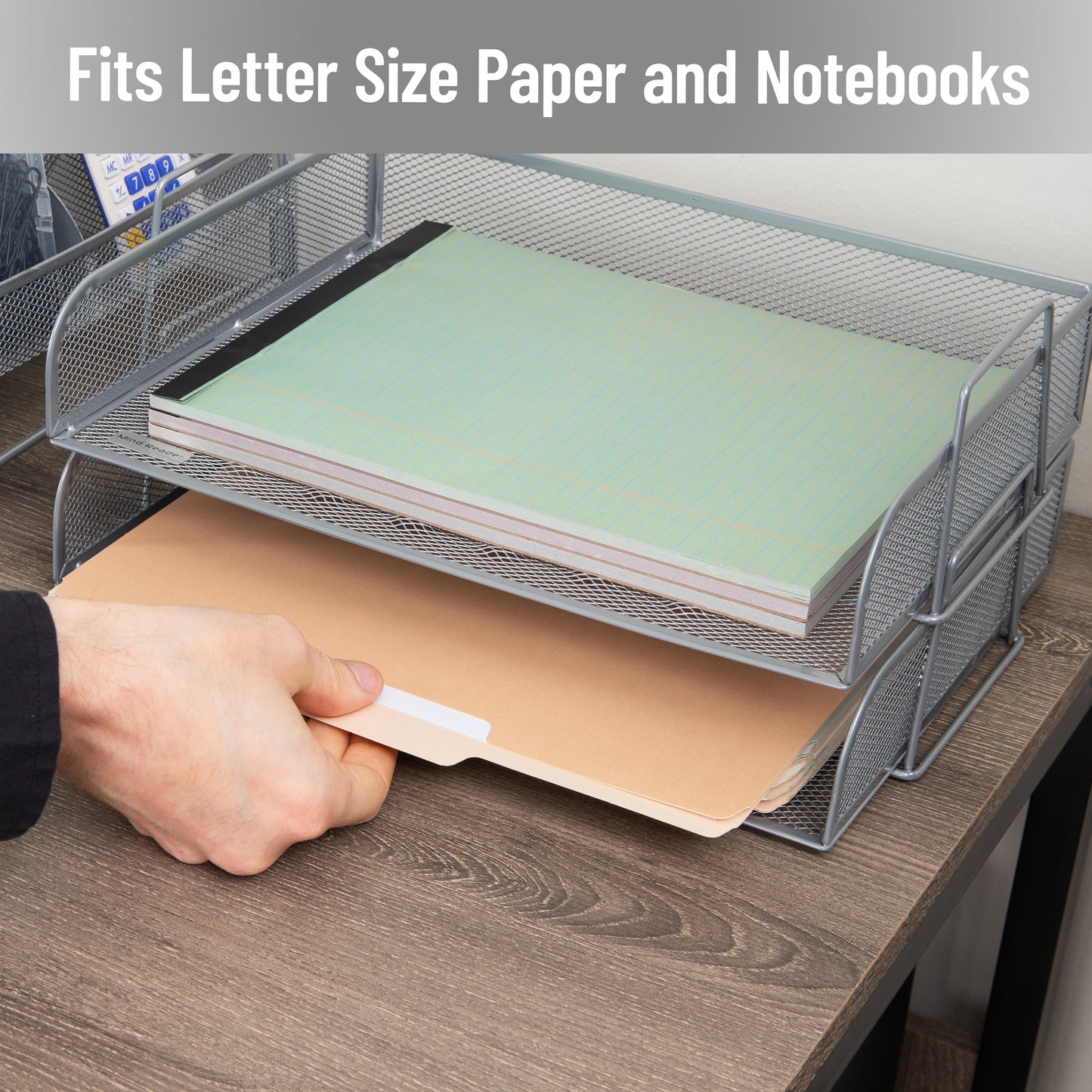 Mind Reader Stackable Paper Tray, Desktop Organizer, File Storage, Office, Metal Mesh, 14"L x 9.75"W x 11.25"H, 4 Pcs.
