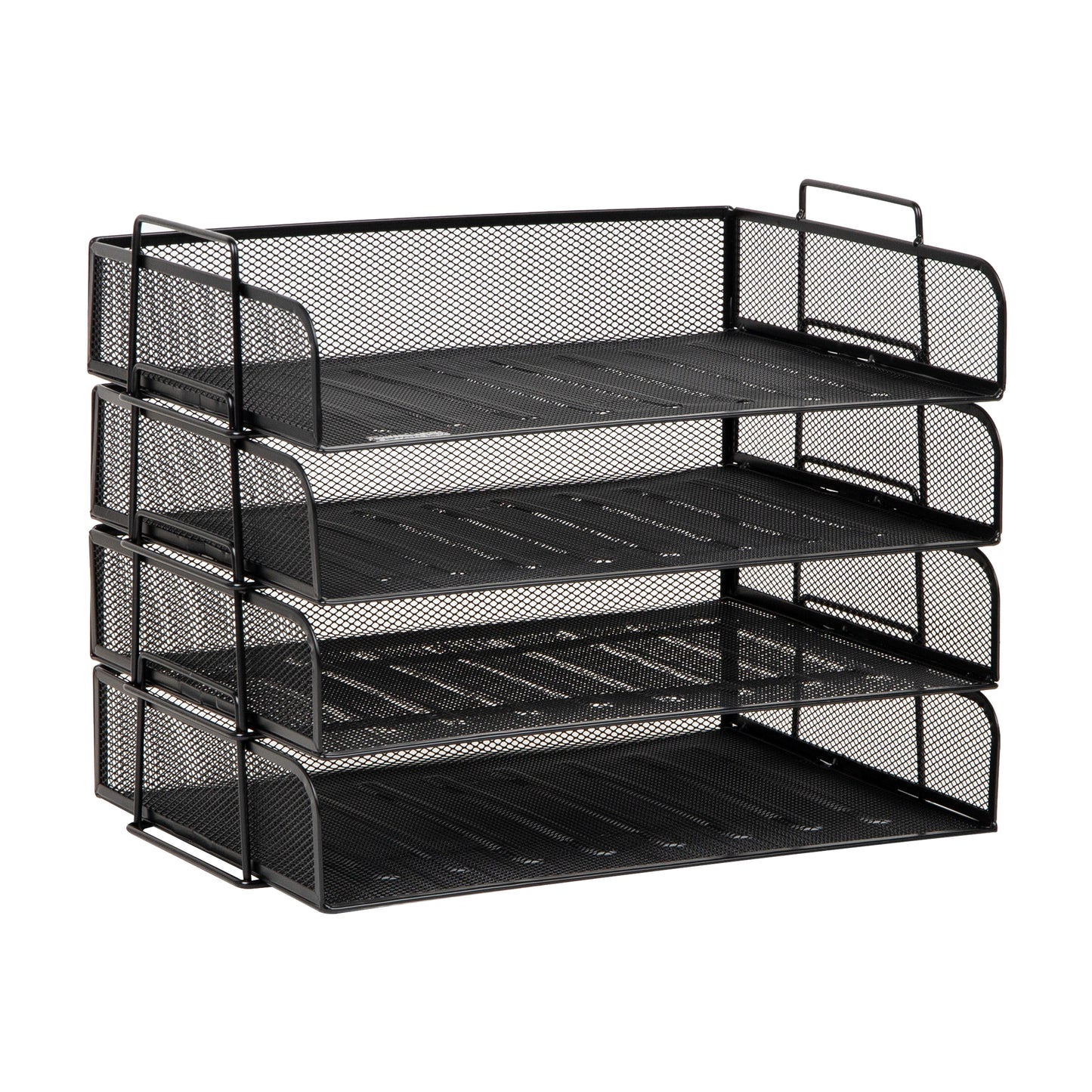 Mind Reader Stackable Paper Tray, Desktop Organizer, File Storage, Office, Metal Mesh, 13.25"L x 9.75"W x 11.25"H, 4 Pcs.