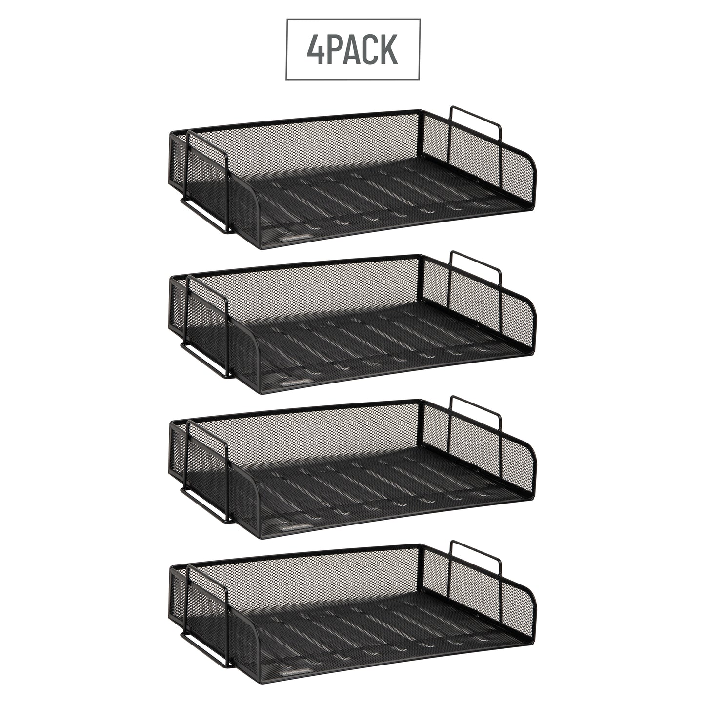 Mind Reader Stackable Paper Tray, Desktop Organizer, File Storage, Office, Metal Mesh, 13.25"L x 9.75"W x 11.25"H, 4 Pcs.