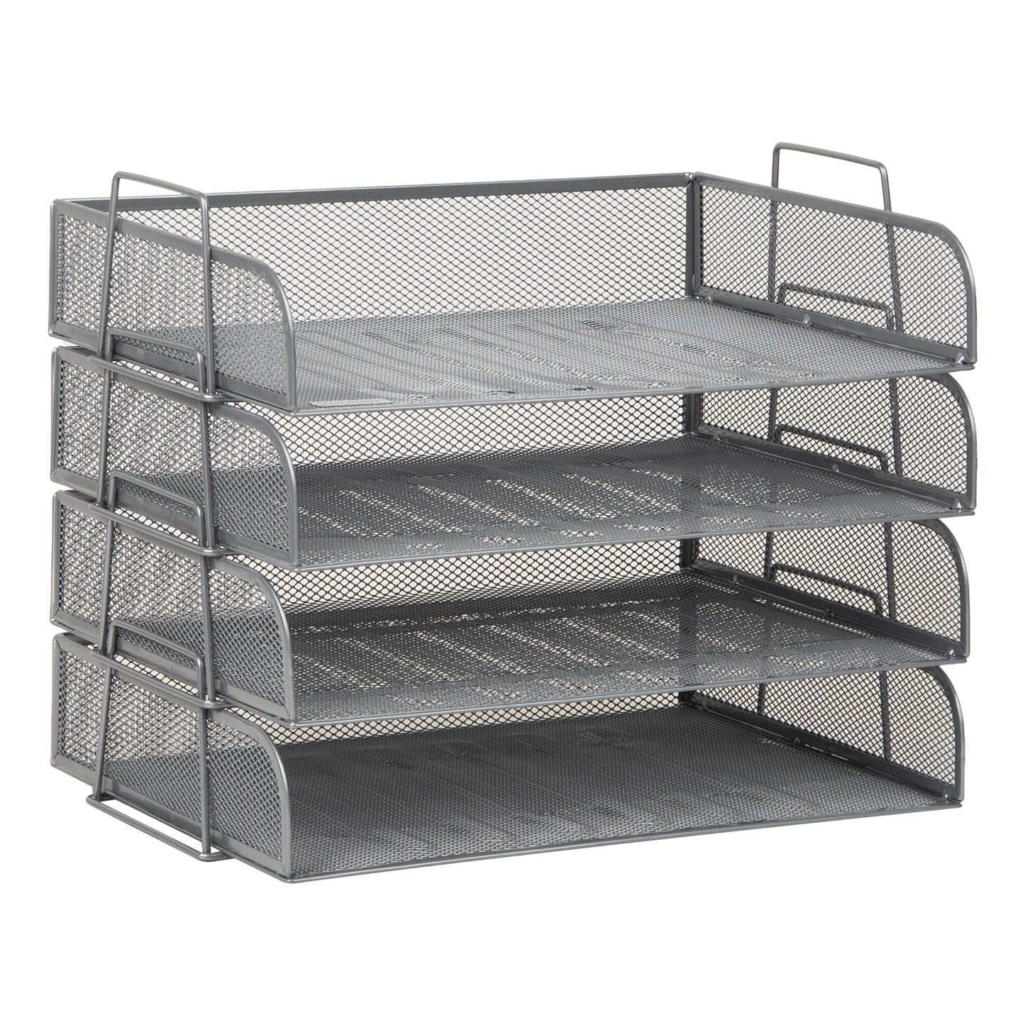 Mind Reader Stackable Paper Tray, Desktop Organizer, File Storage, Office, Metal Mesh, 13.25"L x 9.75"W x 11.25"H, 4 Pcs.